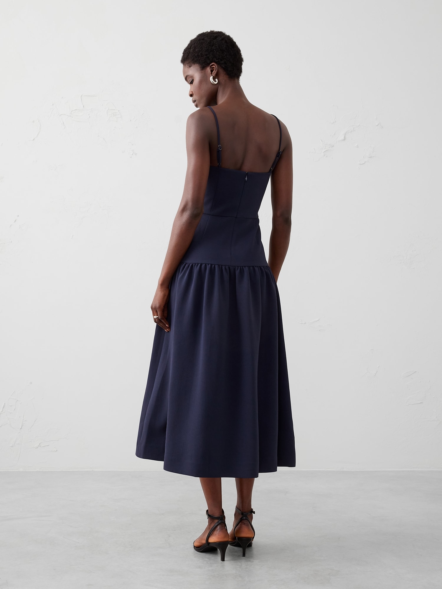 Image number 2 showing, Strappy Structured Drop-Waist Midi Dress