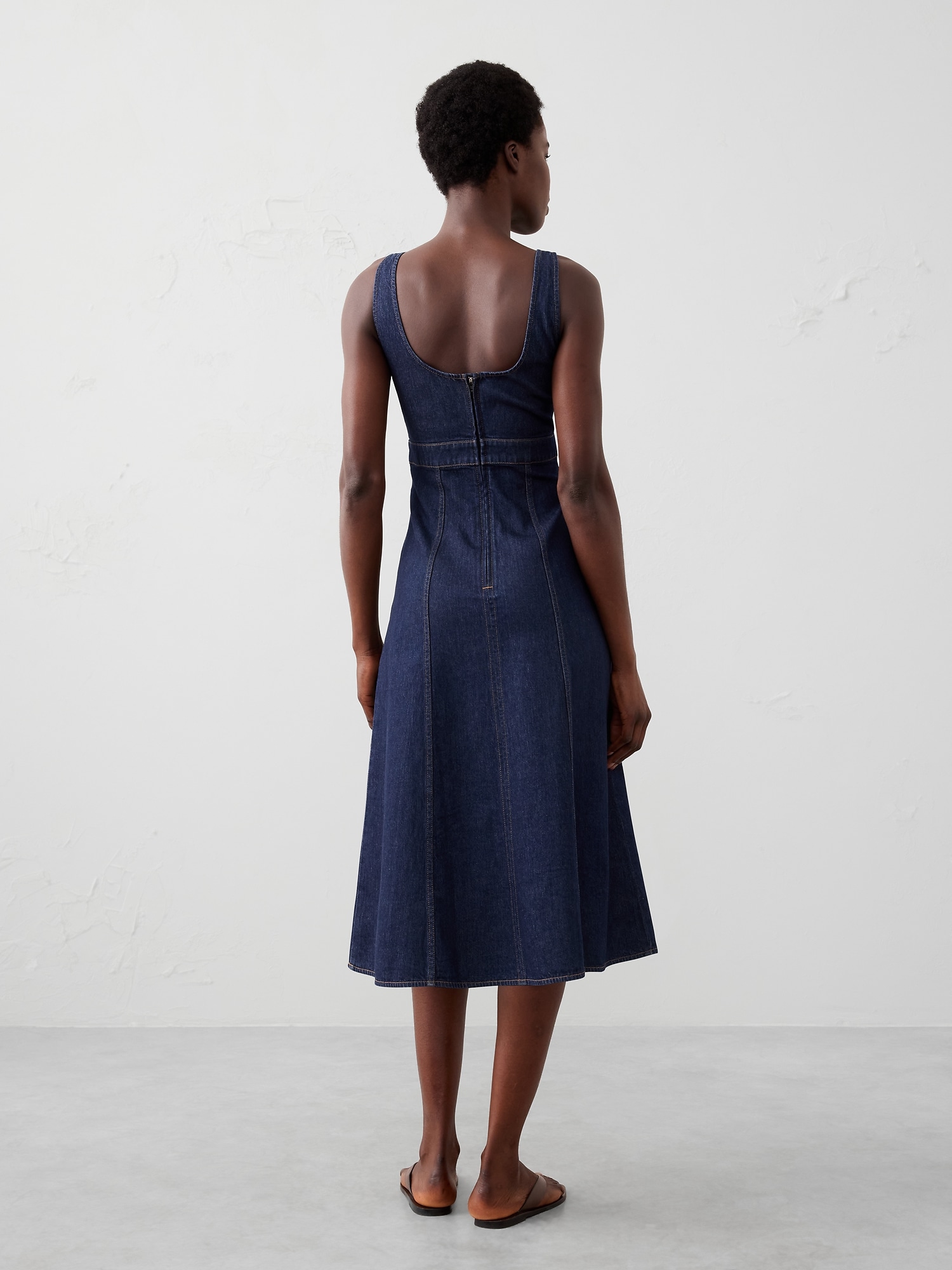 Image number 2 showing, Denim Empire-Waist Midi Dress
