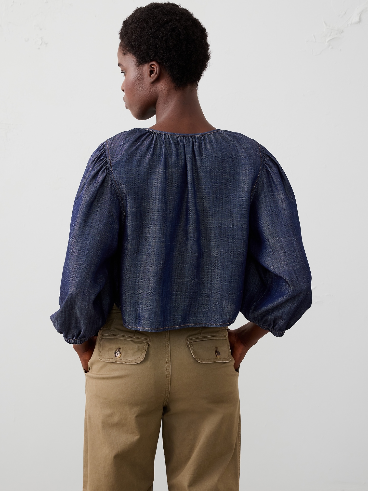 Image number 2 showing, Denim Open Tie-Front Top