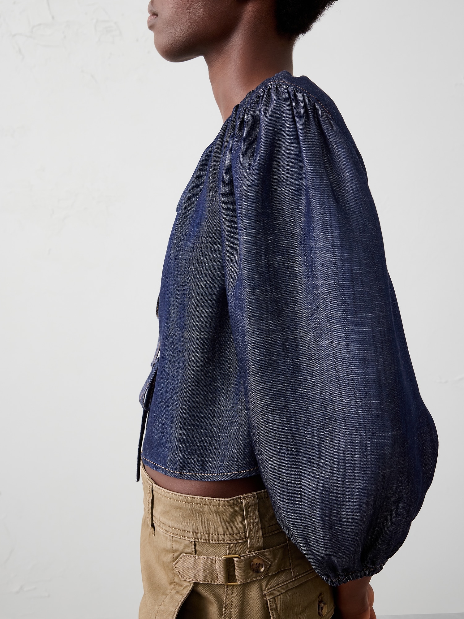 Image number 3 showing, Denim Open Tie-Front Top