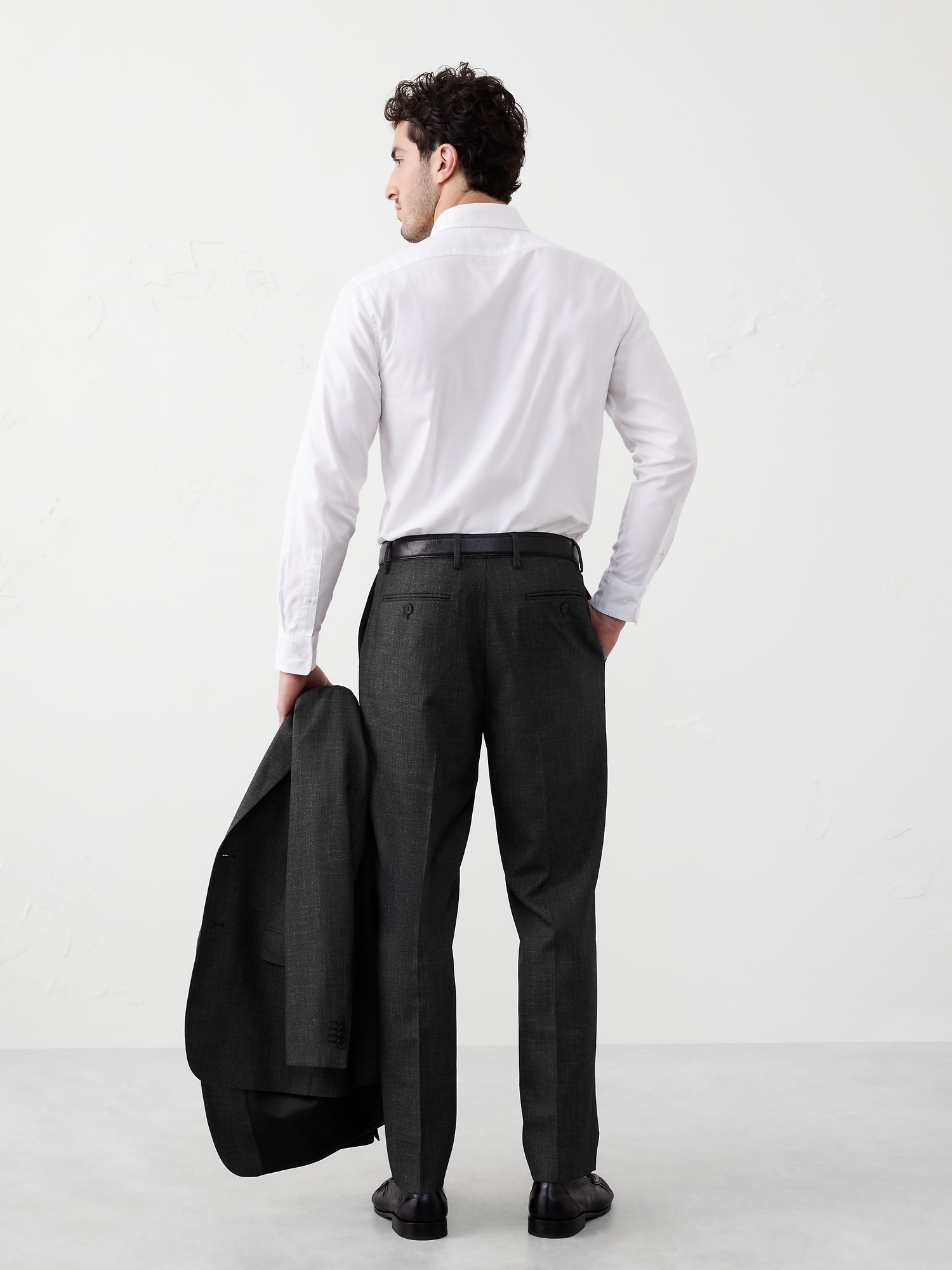 Image number 2 showing, Tailored-Fit Charcoal Crosshatch Suit Trouser