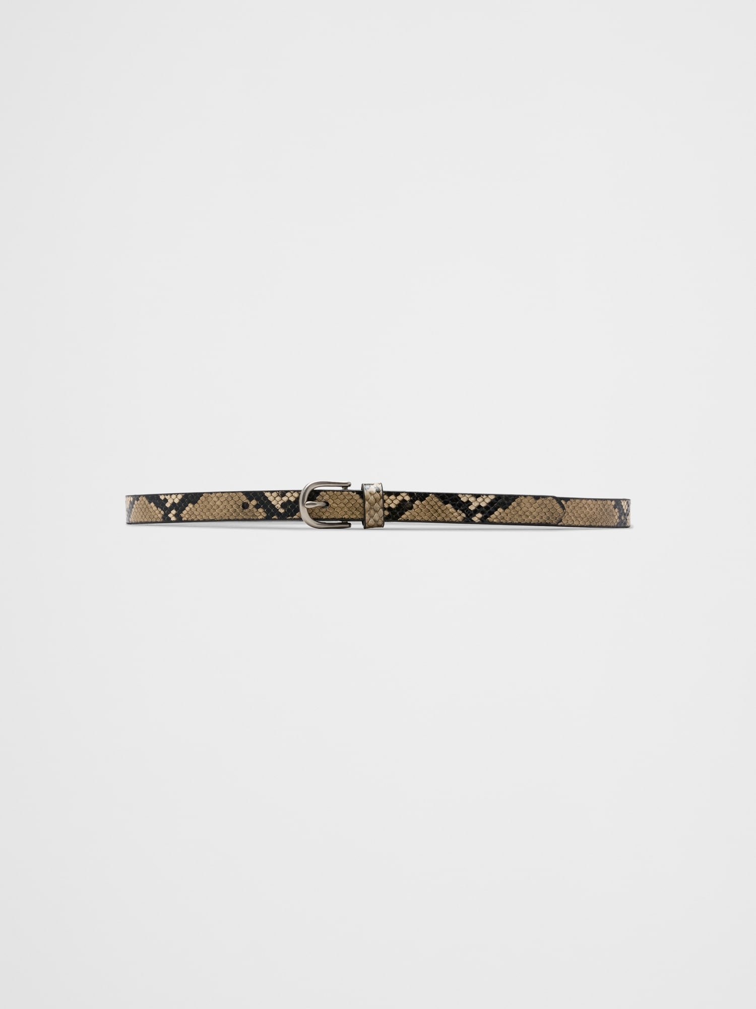 Leather Snake Print Skinny Belt