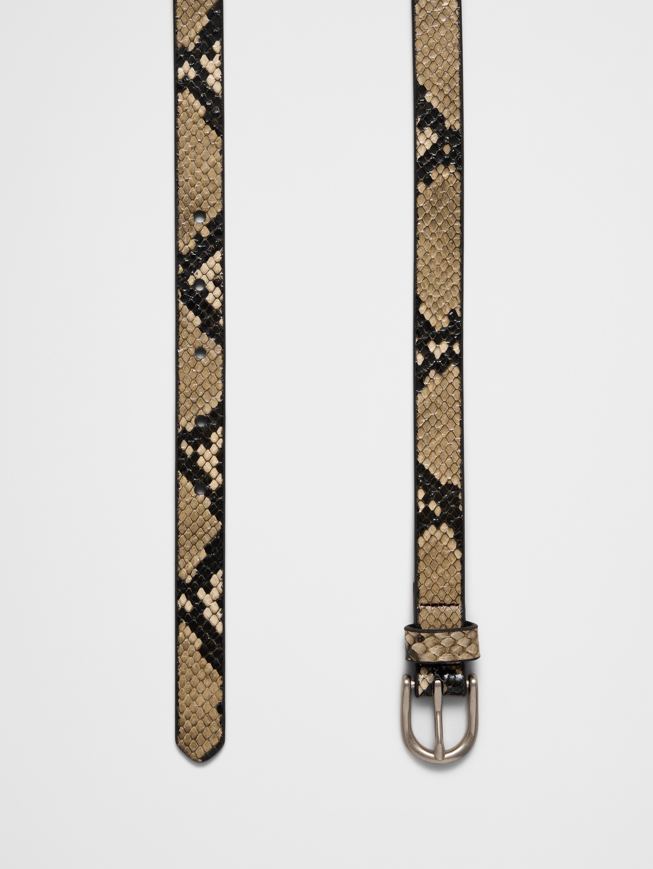 Classiques Entier Women’s Genuine Leather Snake Print Belt Made In Italy Size 28 Equestrian Embossed Pressed Snake Leather Belt - 2 Inch - White main image 2