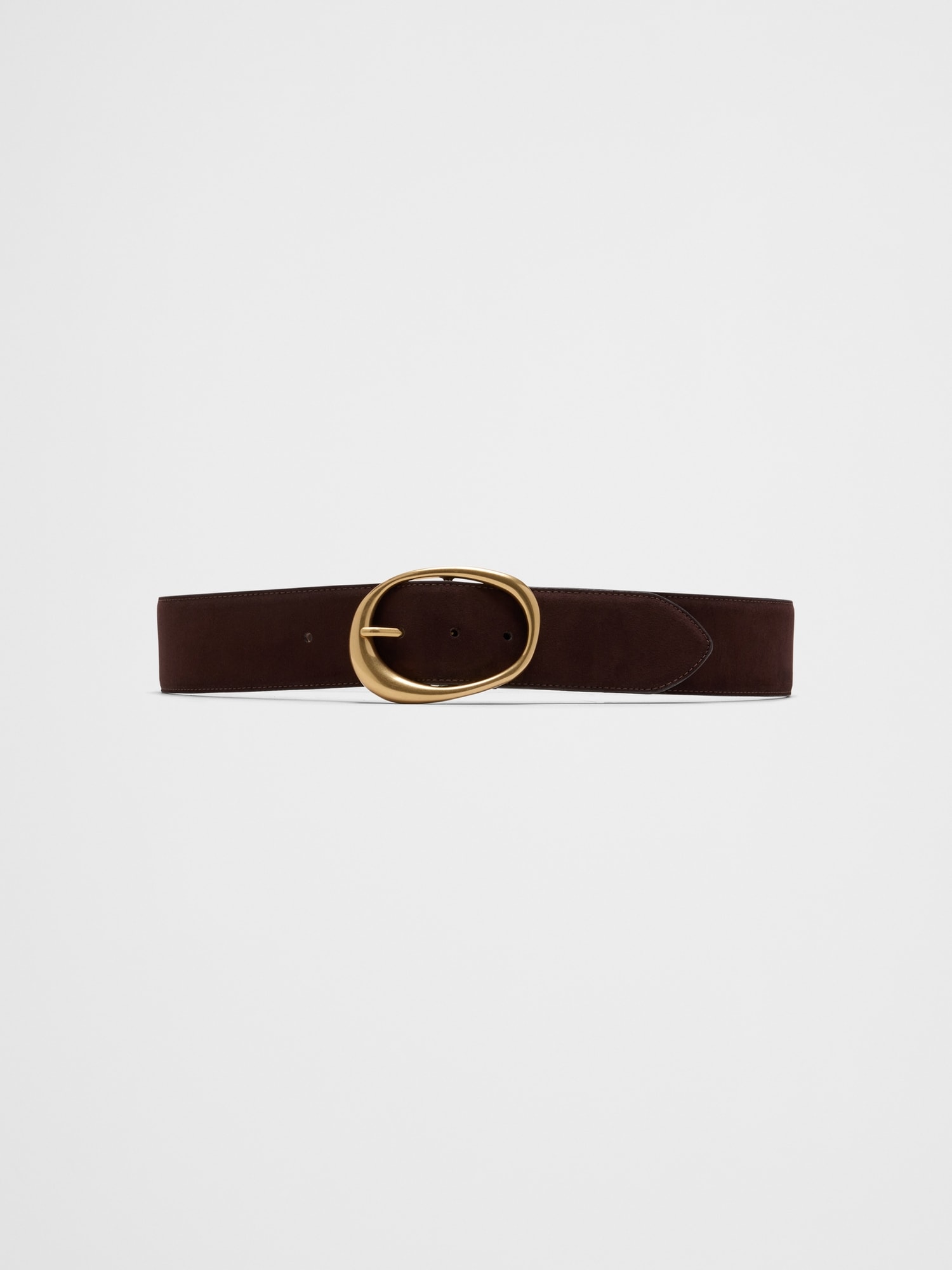 Vegan Leather Organic Buckle Wide Belt - Brown