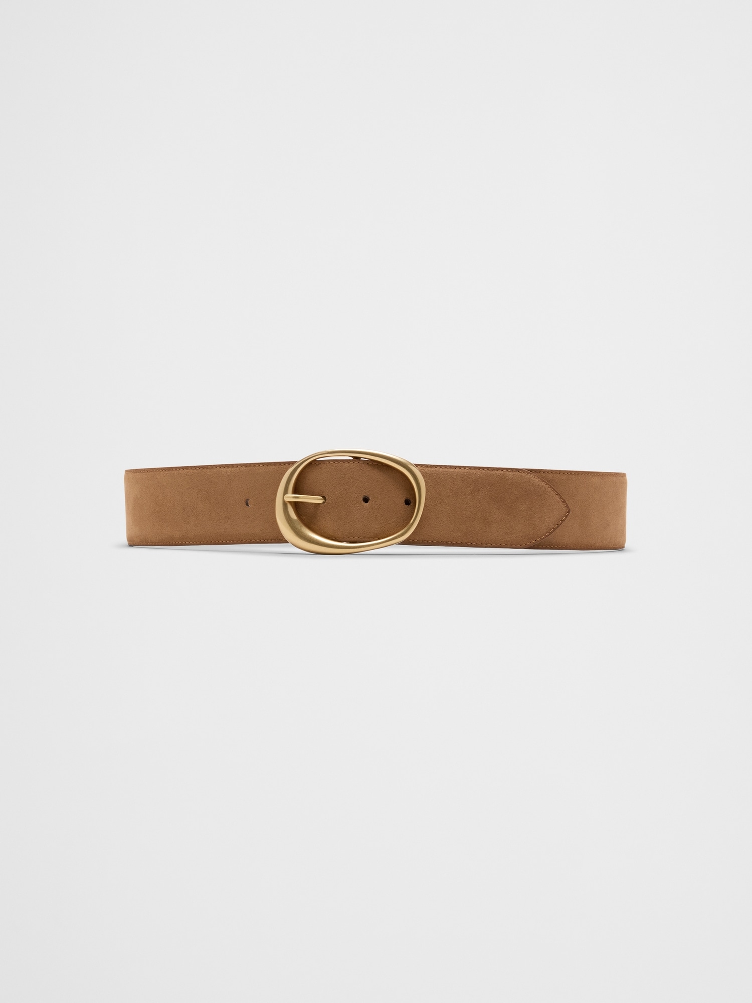 Vegan Leather Organic Buckle Wide Belt - Beige