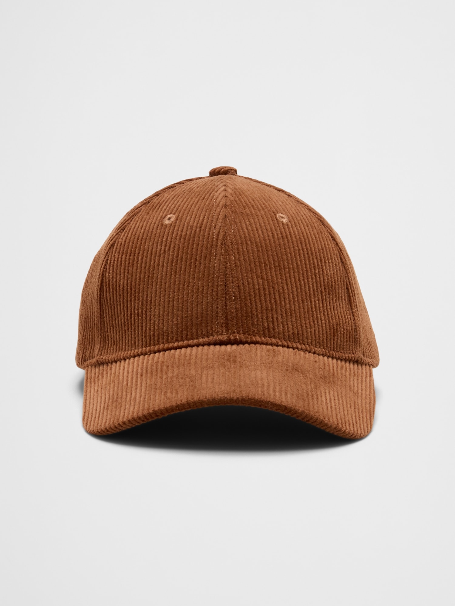Corduroy Flat Brim Baseball Hat - Cognac