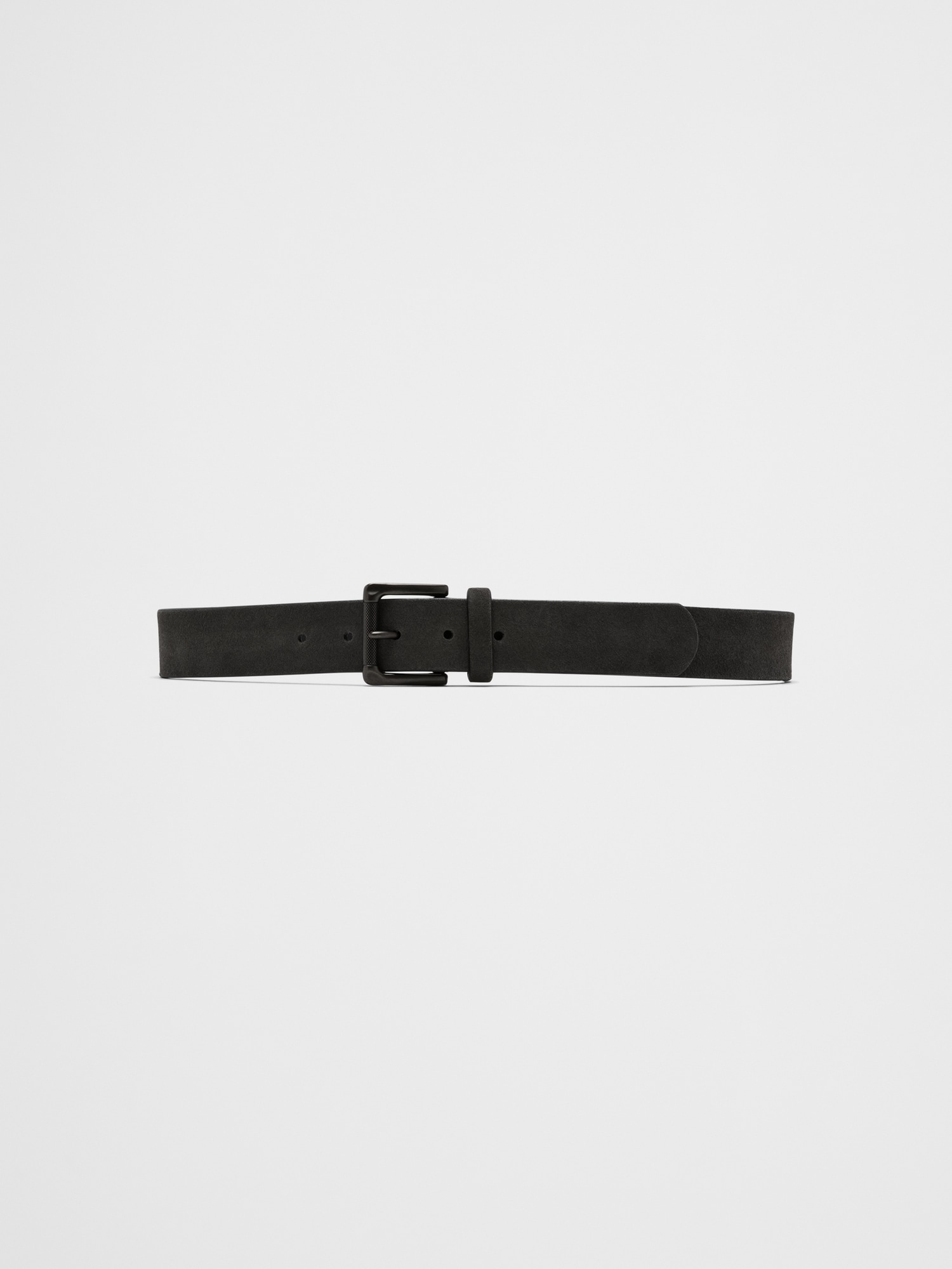 Suede Roller Buckle Belt - Dark Olive