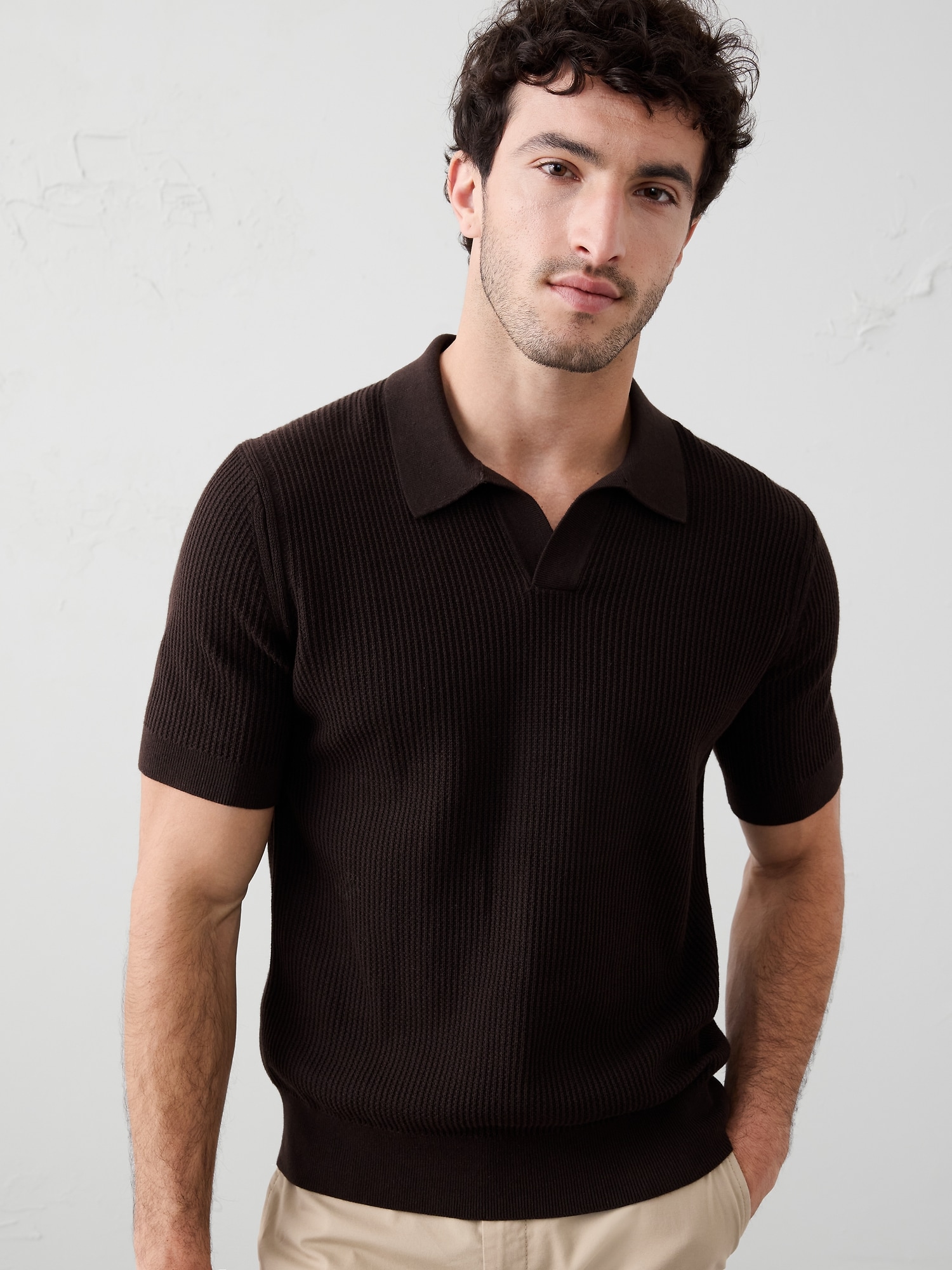 Refined Johnny-Collar Polo