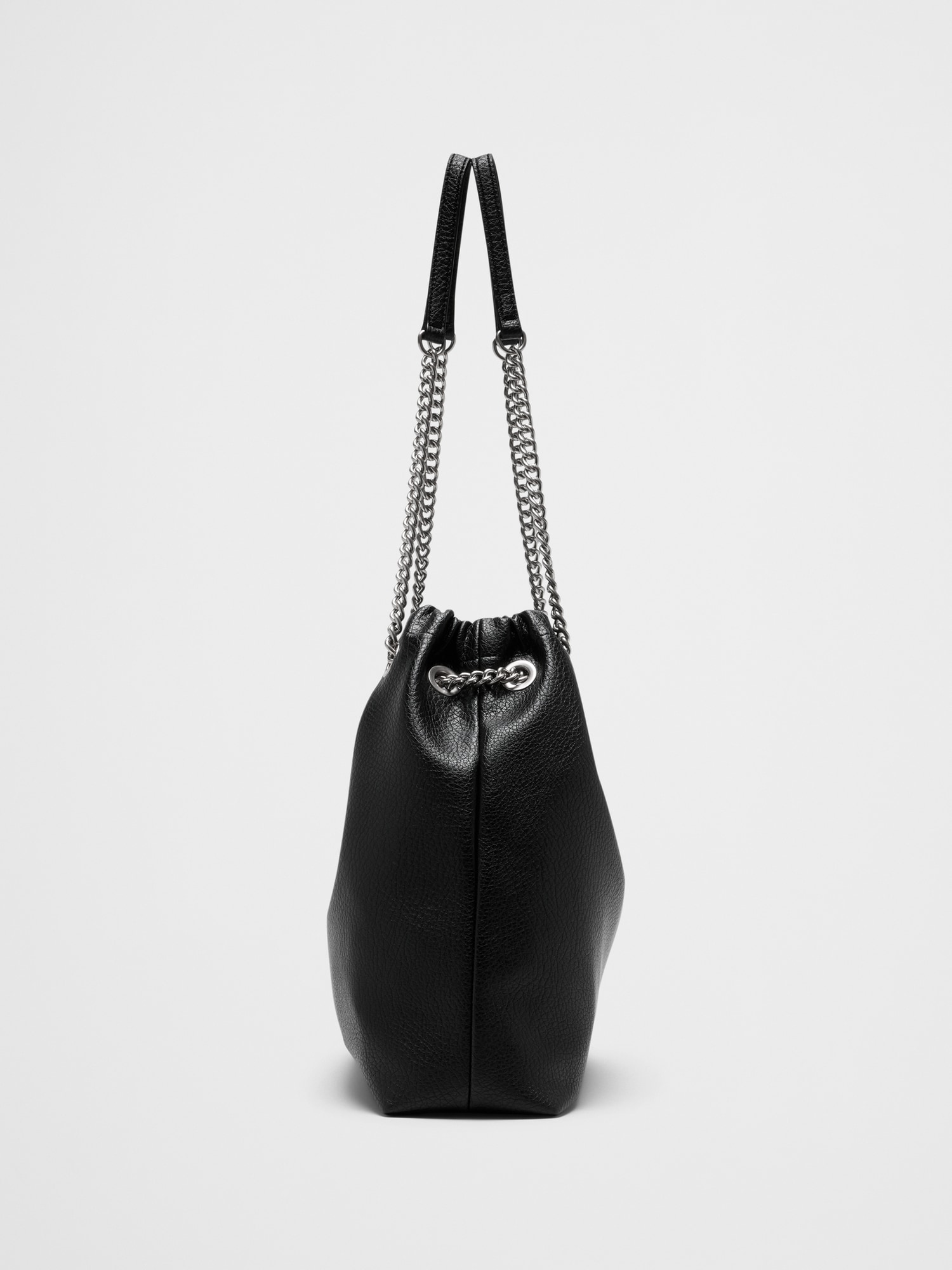 Image number 3 showing, Vegan Leather Gathered Chain Bucket Bag