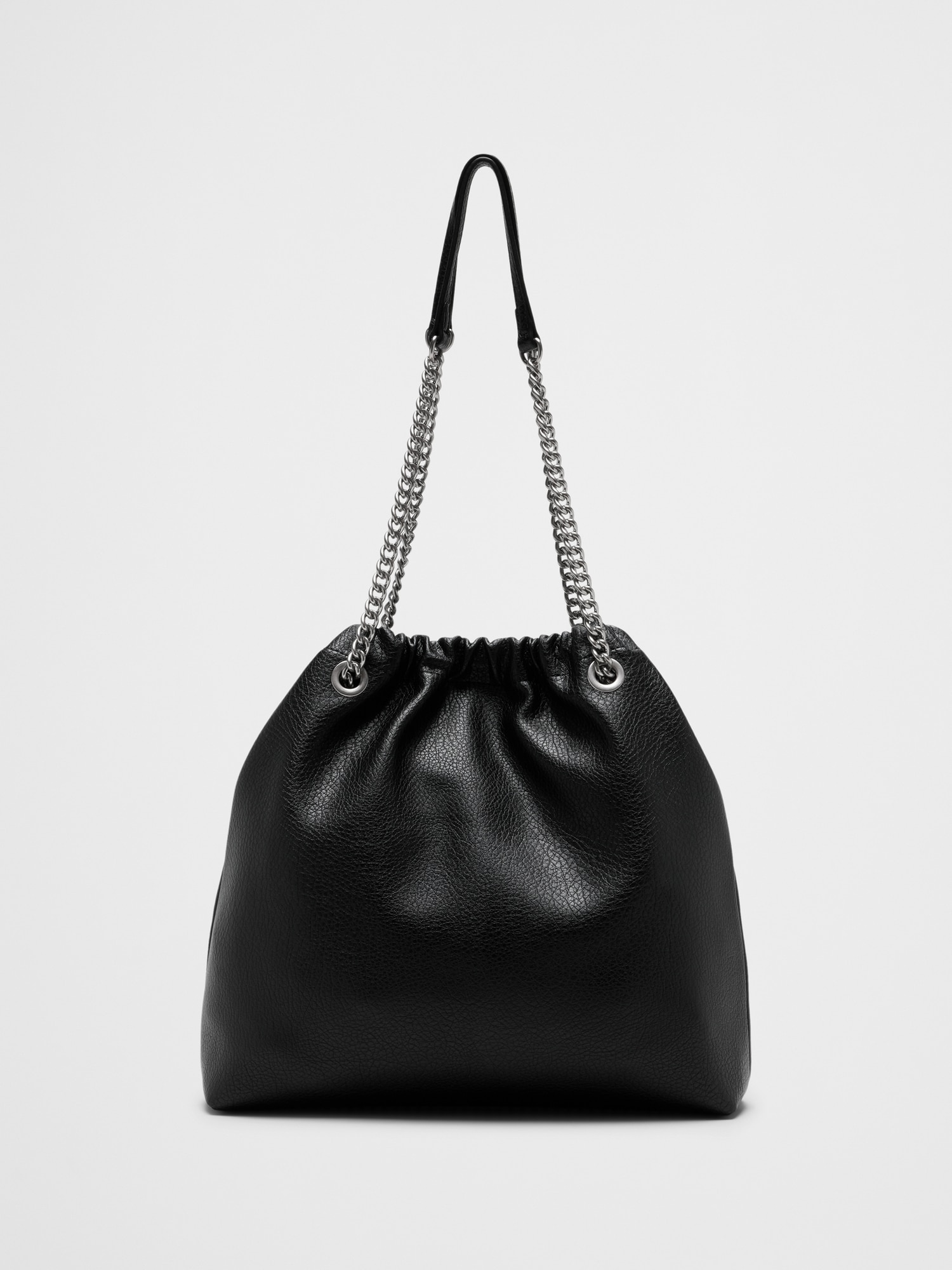 Image number 4 showing, Vegan Leather Gathered Chain Bucket Bag