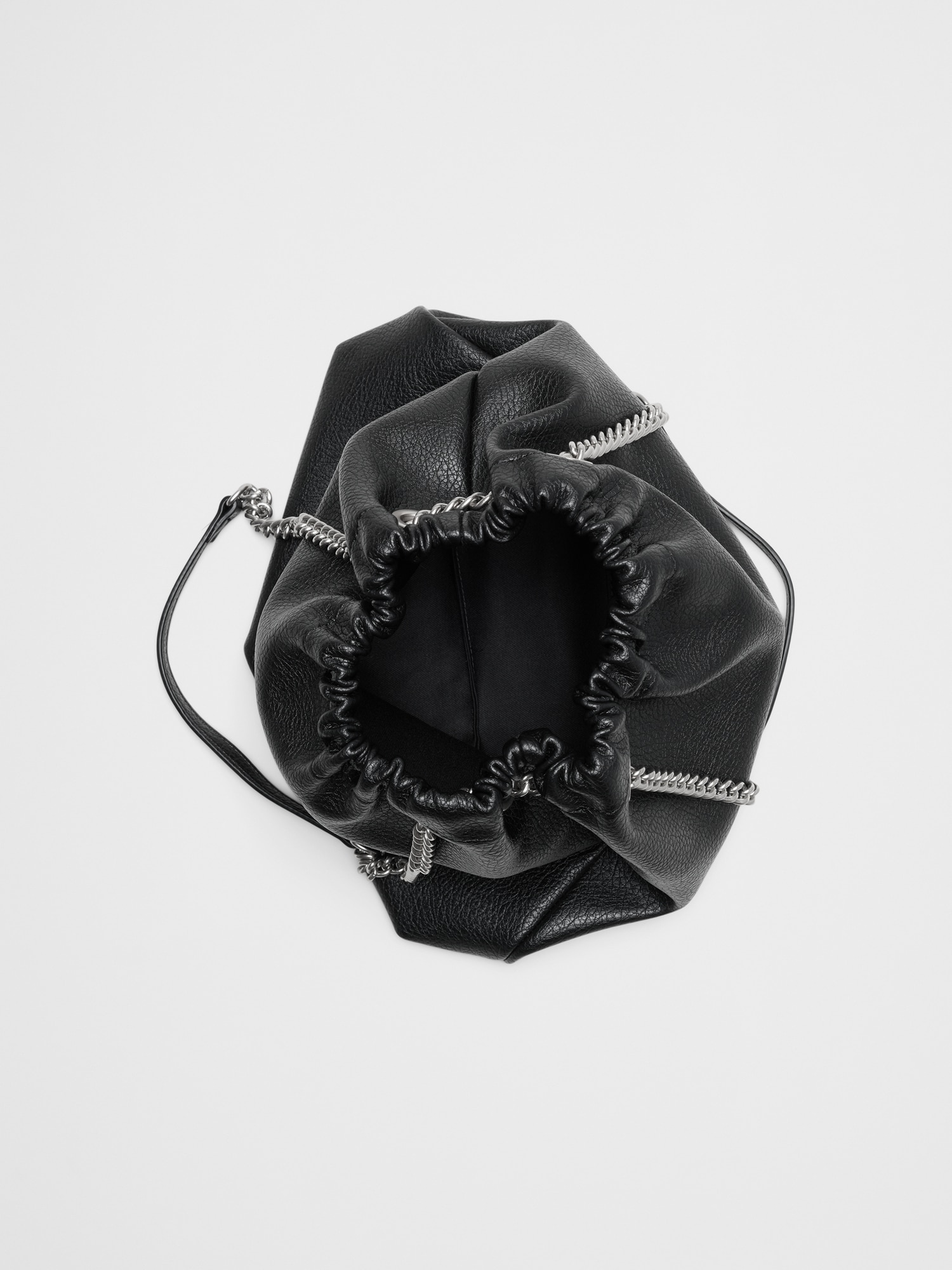 Image number 5 showing, Vegan Leather Gathered Chain Bucket Bag