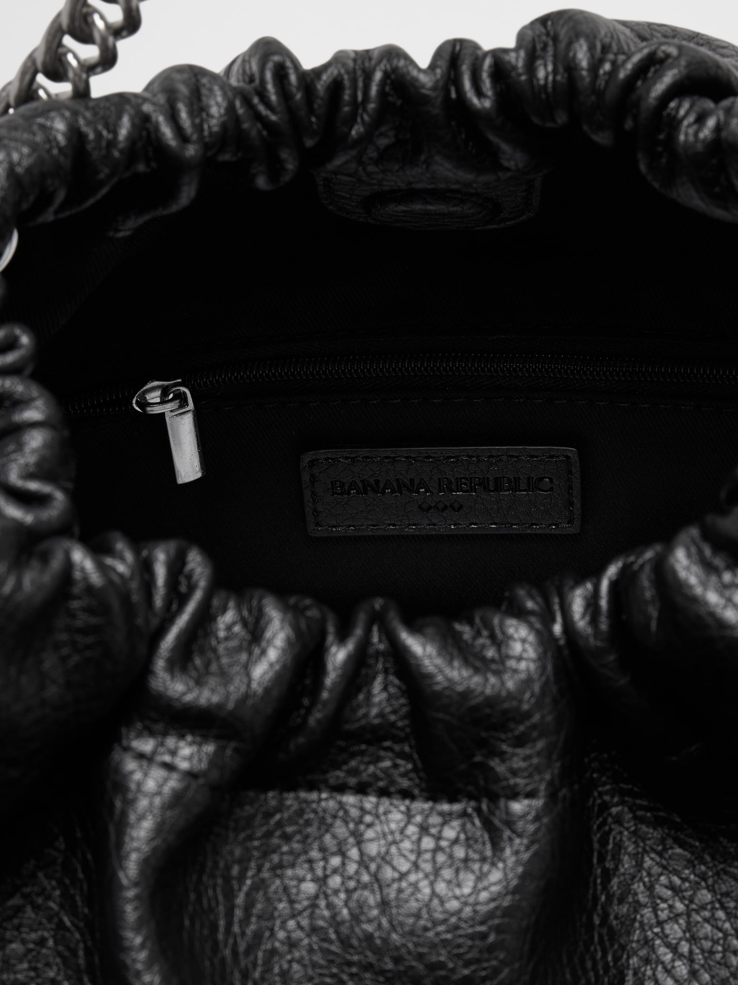 Image number 6 showing, Vegan Leather Gathered Chain Bucket Bag