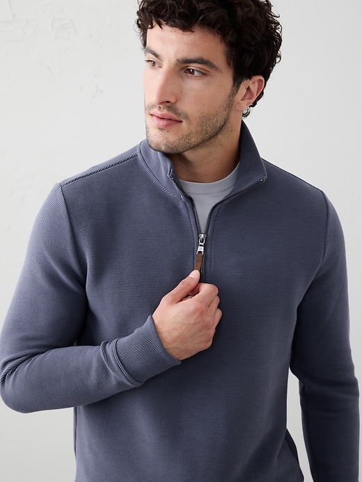 Knit Mock-Neck Half-Zip Sweatshirt