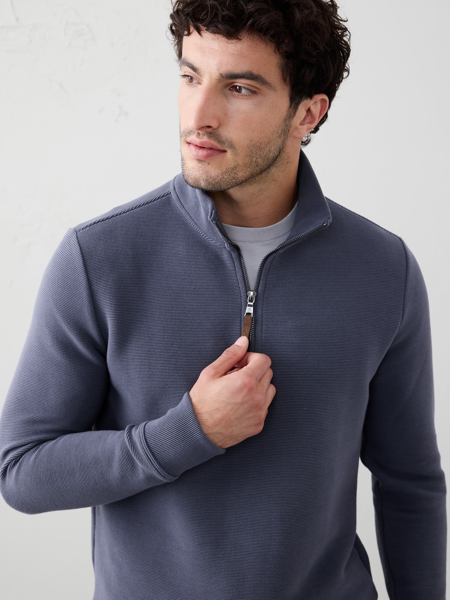 Image number 3 showing, Knit Mock-Neck Half-Zip Sweatshirt