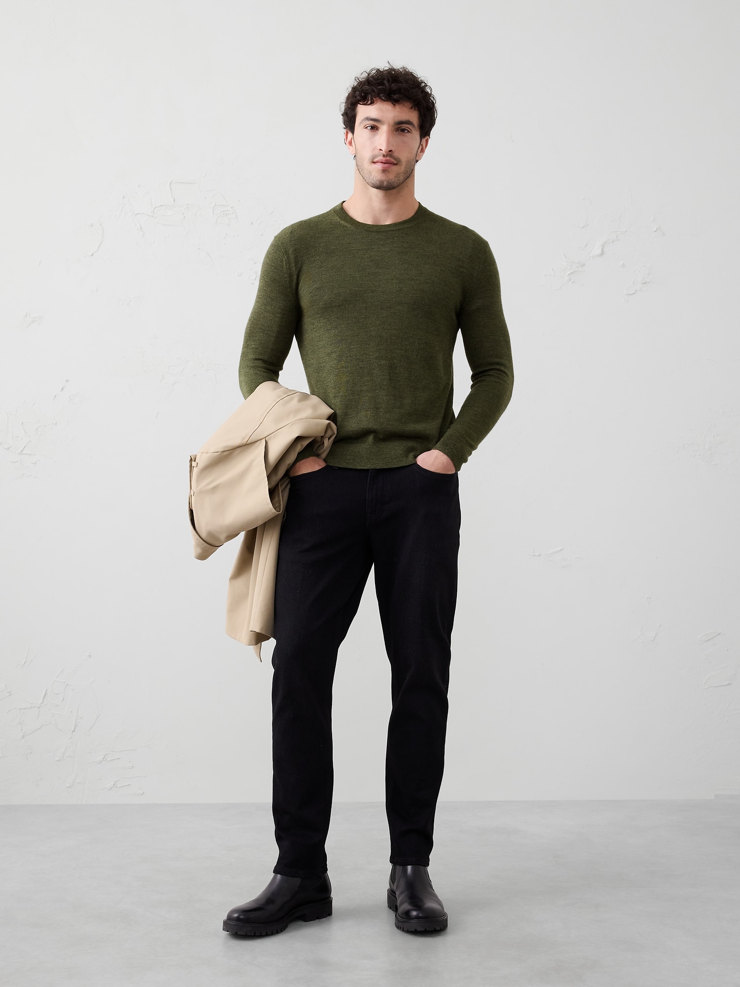 Merino Wool Sweater - Green Heather