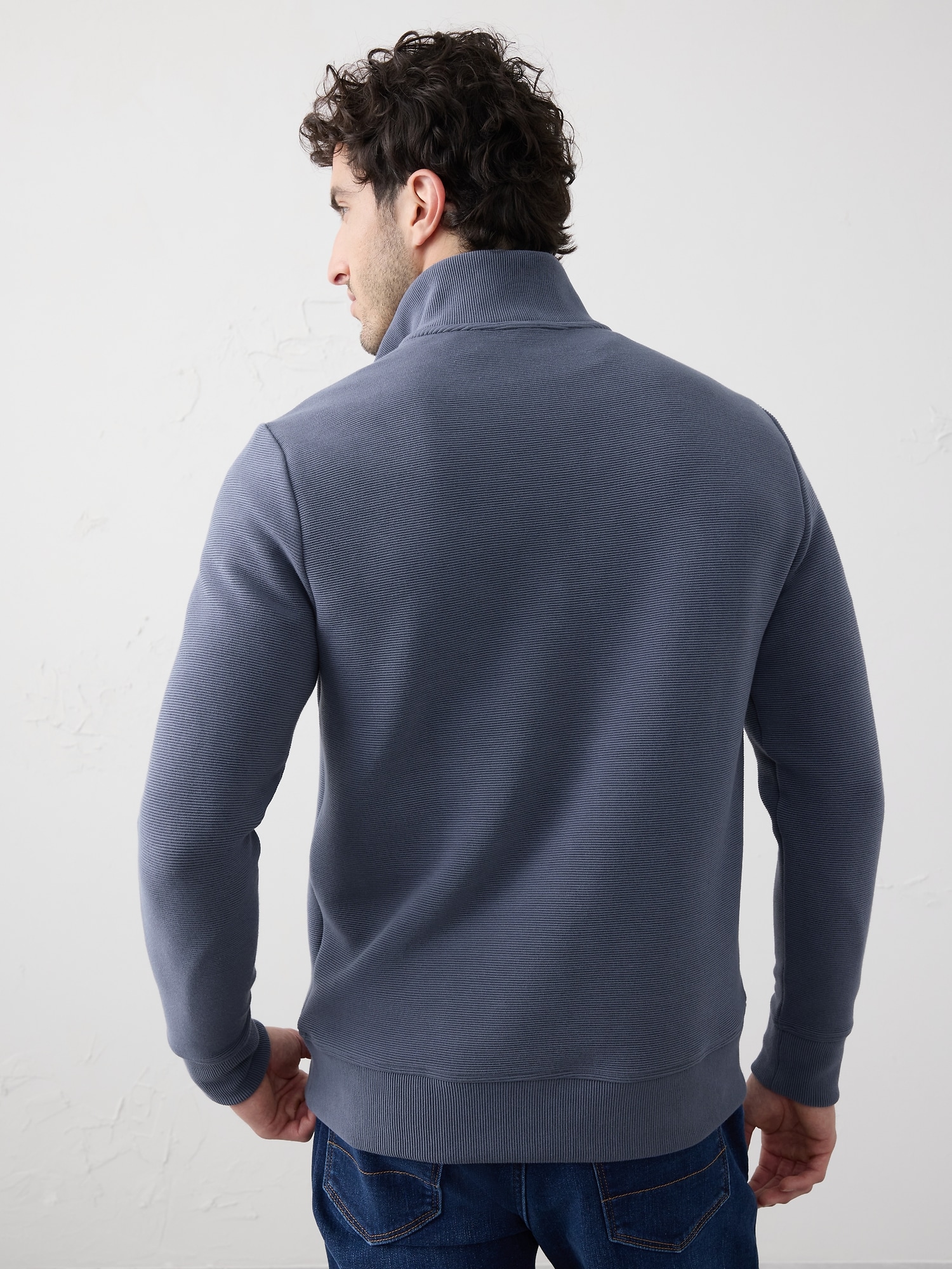 Image number 2 showing, Knit Mock-Neck Half-Zip Sweatshirt