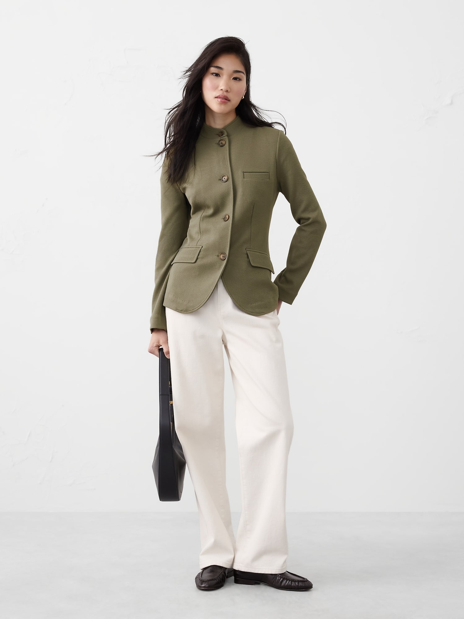 Knit Pique Blazer - Green