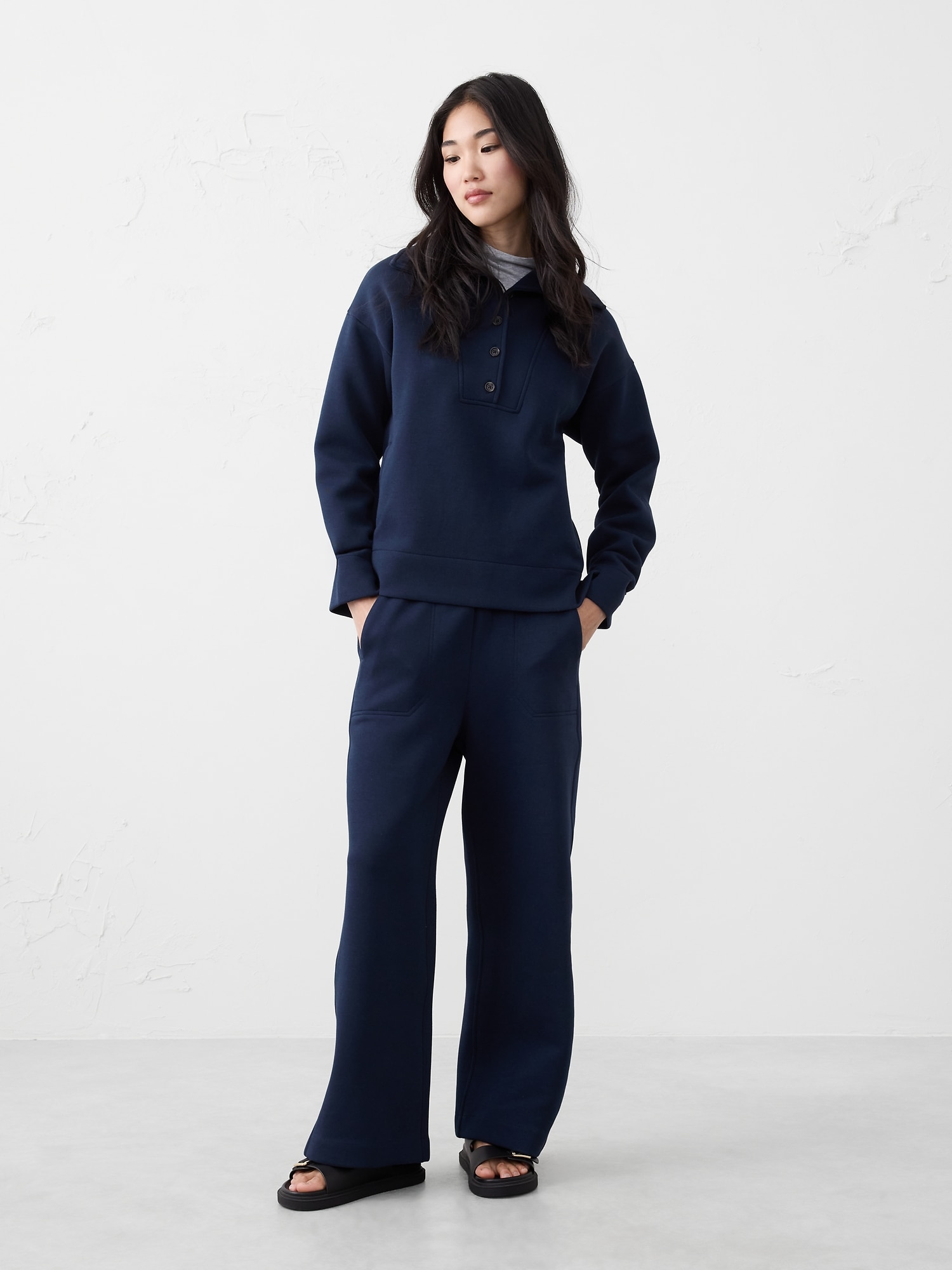 Image number 1 showing, Wide-Leg High-Rise Scuba Pant