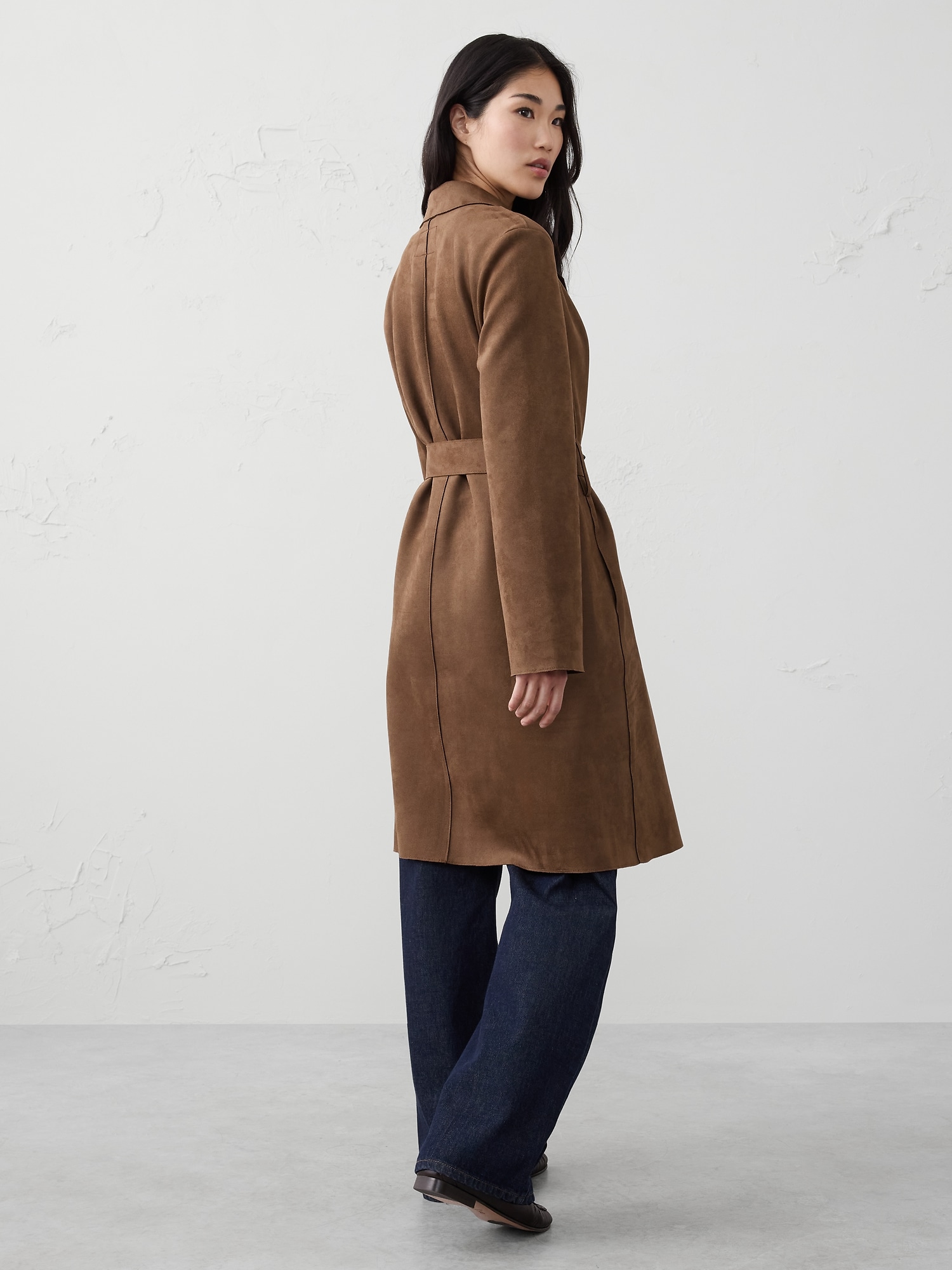 Image number 2 showing, Vegan Suede Long Wrap Coat