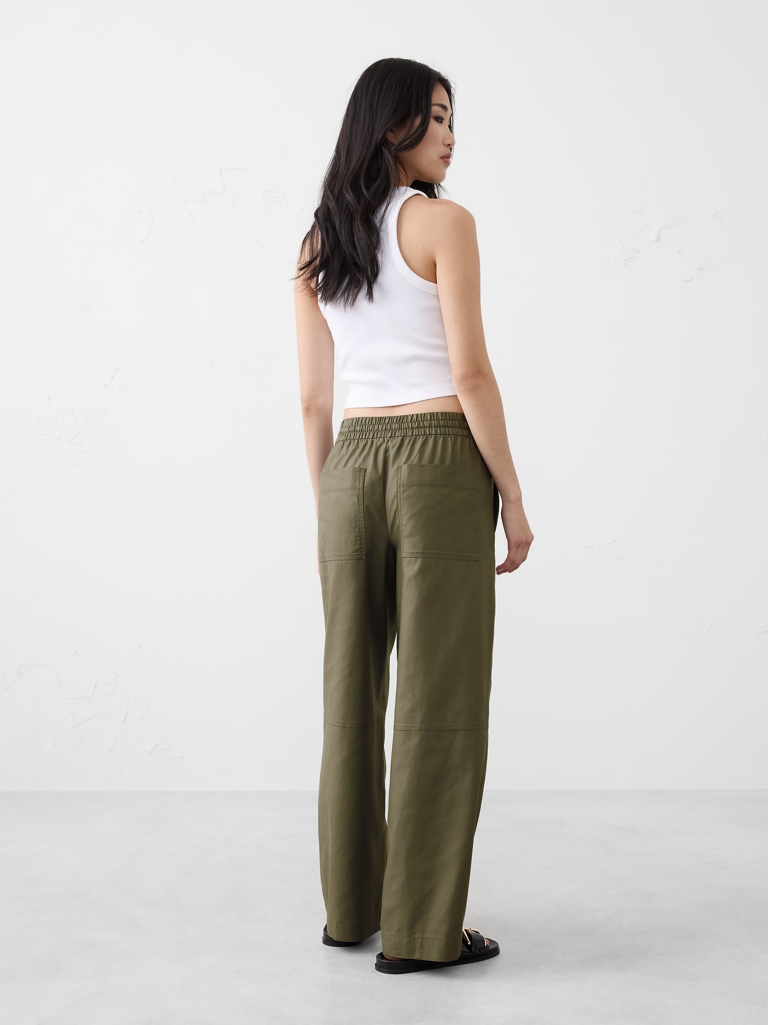 Image number 2 showing, Wide-Leg Mid-Rise Cargo Pull-On Pant