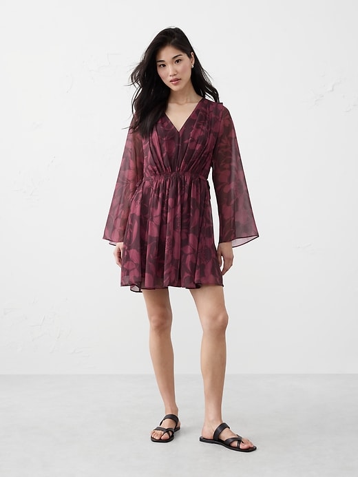 Chiffon Side-Tie Mini Dress | Banana Republic Factory