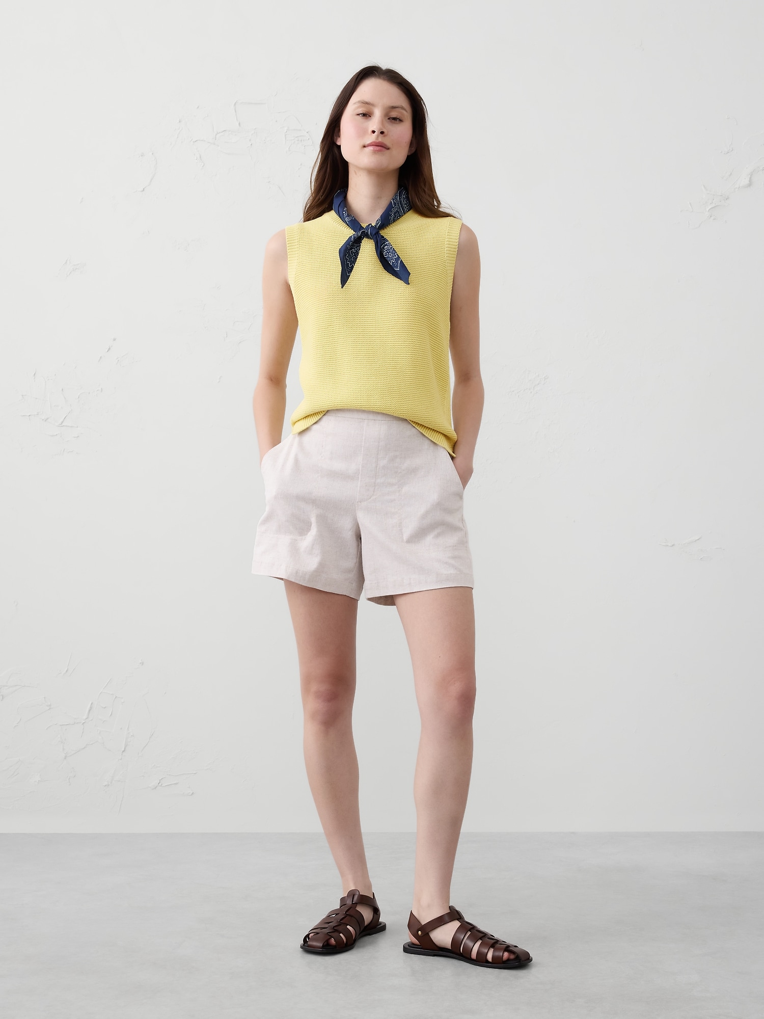 Textured Sweater Tank - Yellow