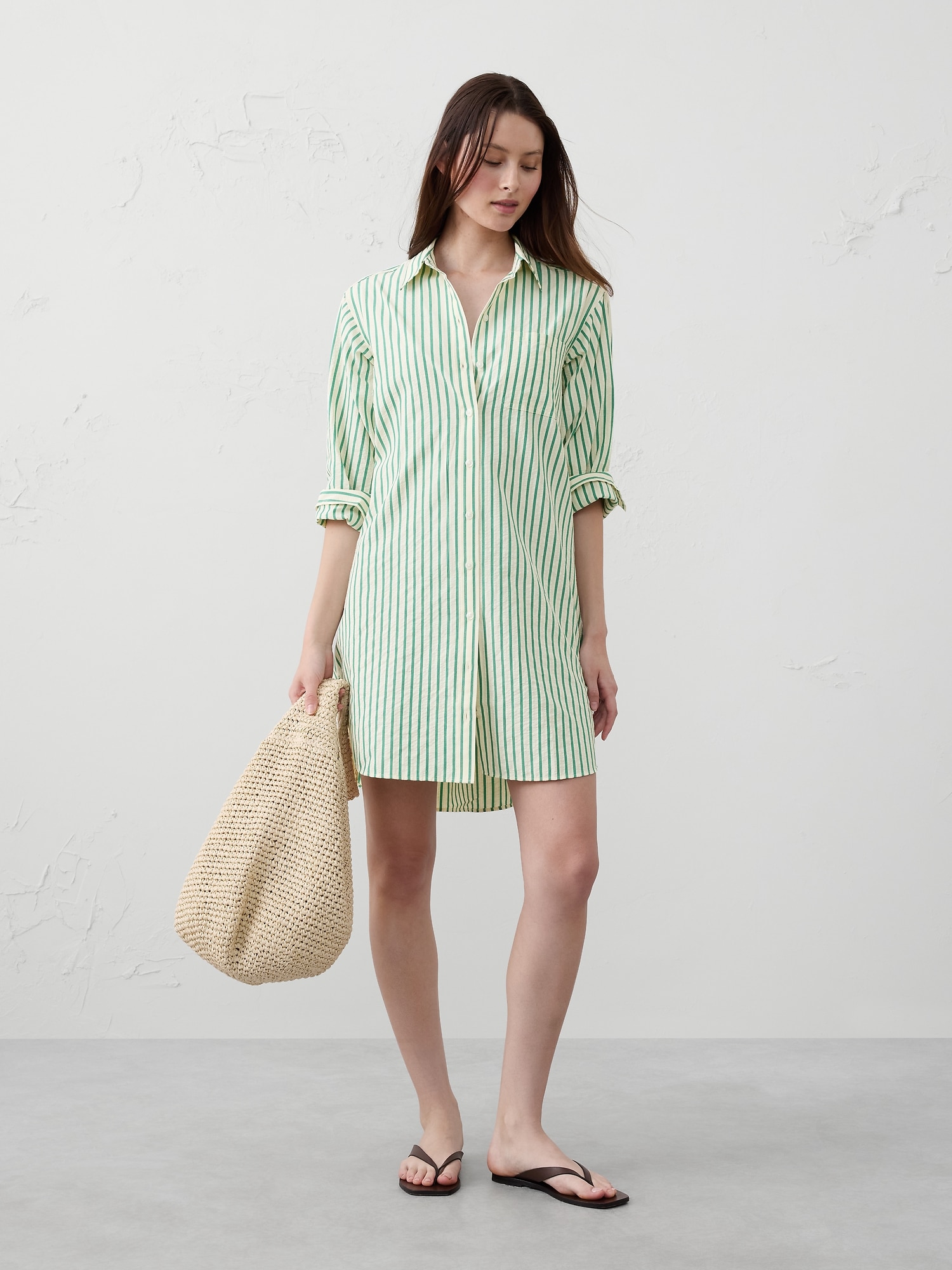 Seersucker Mini Shirtdress
