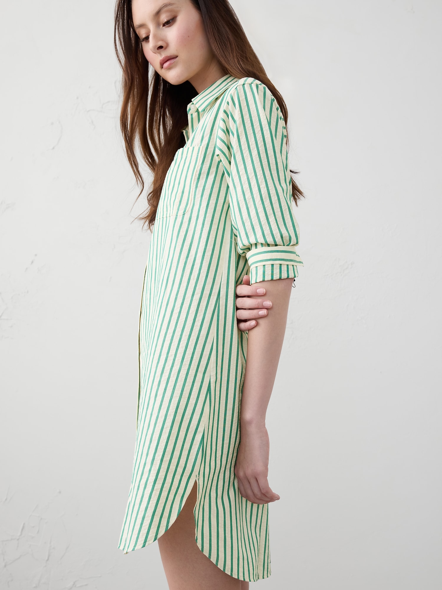 Linen-Blend Mini Shirtdress