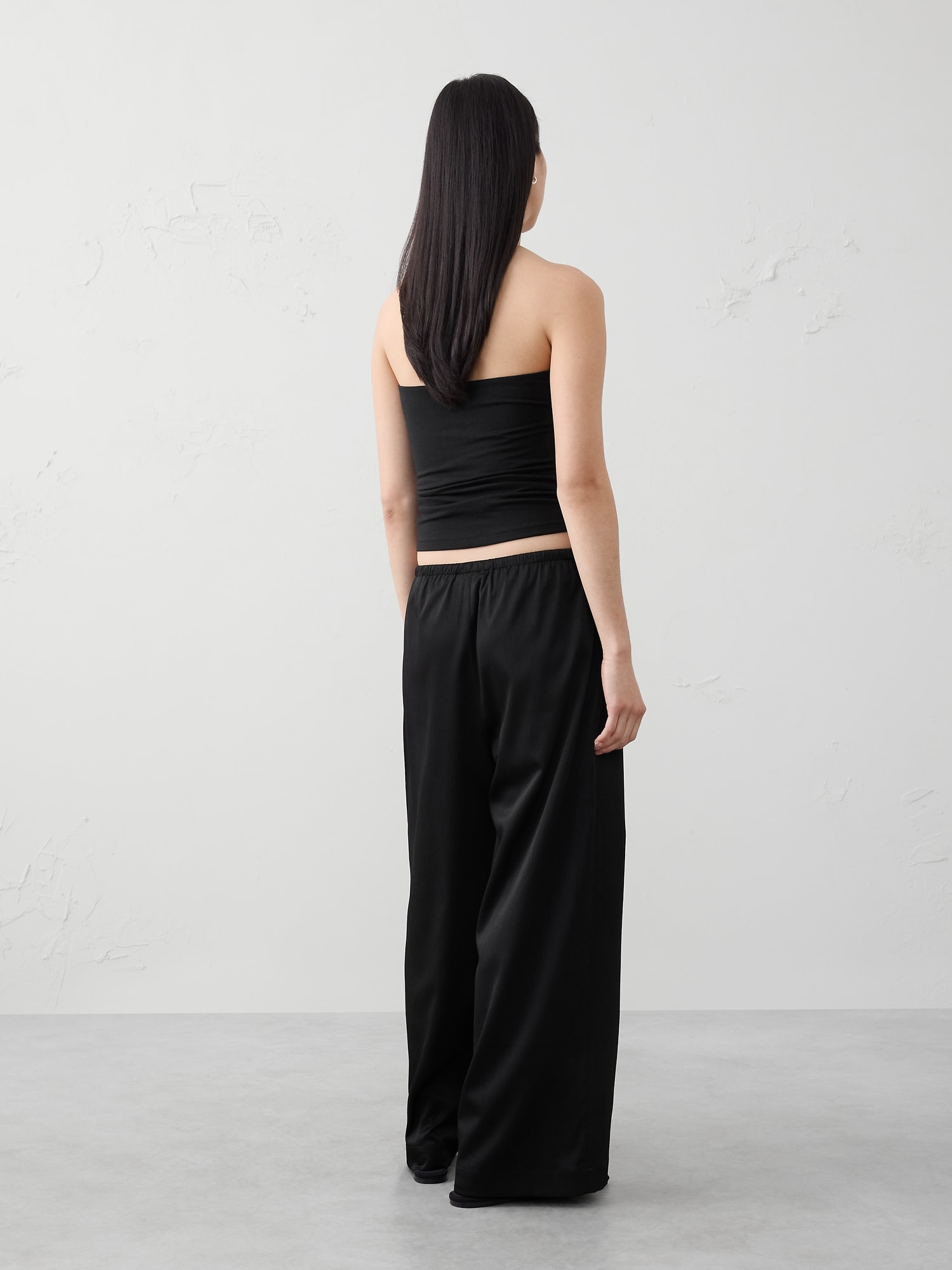 Image number 2 showing, Wide-Leg Crinkled Satin Pull-On Pant