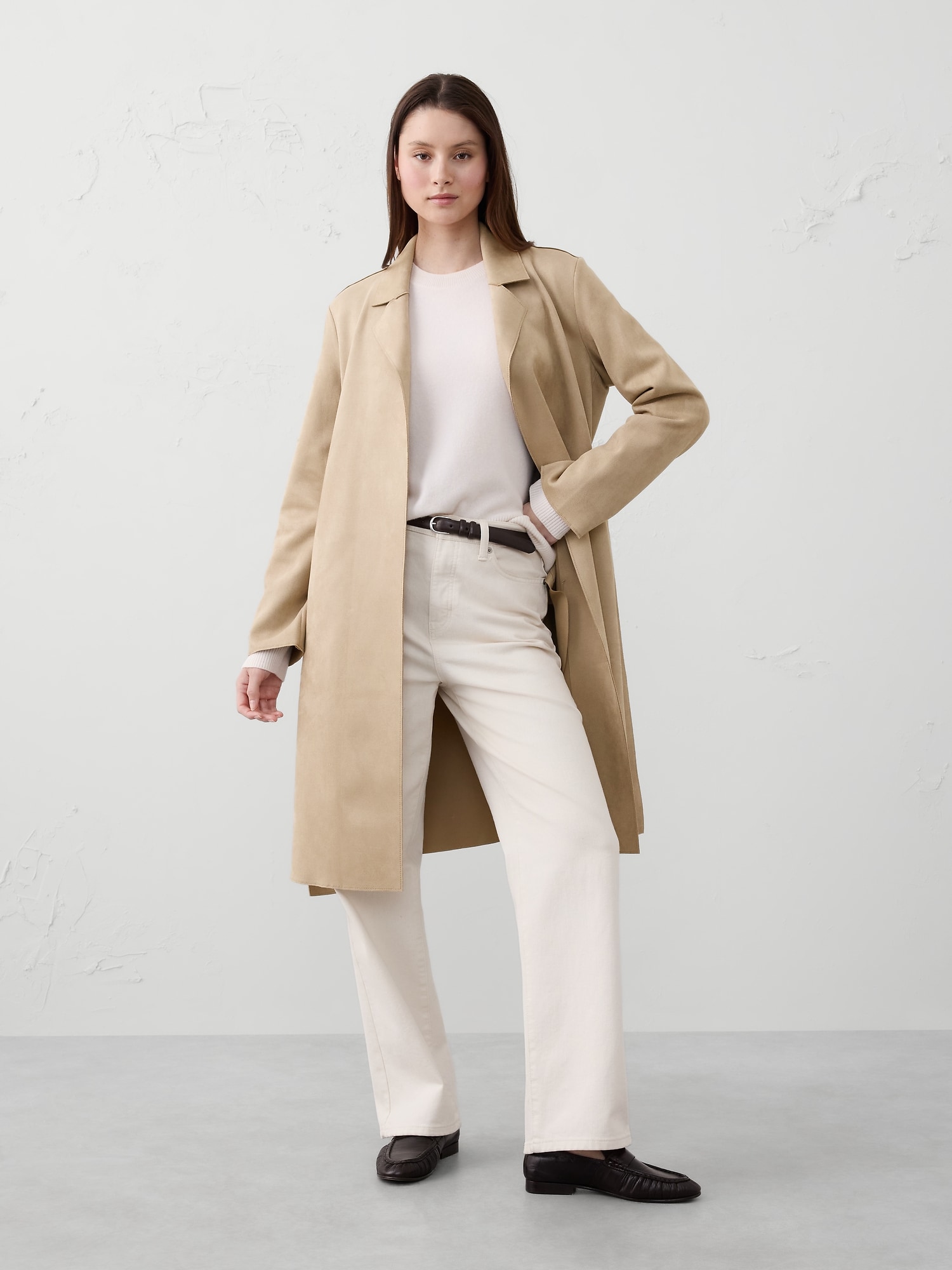 Image number 1 showing, Vegan Suede Long Wrap Coat