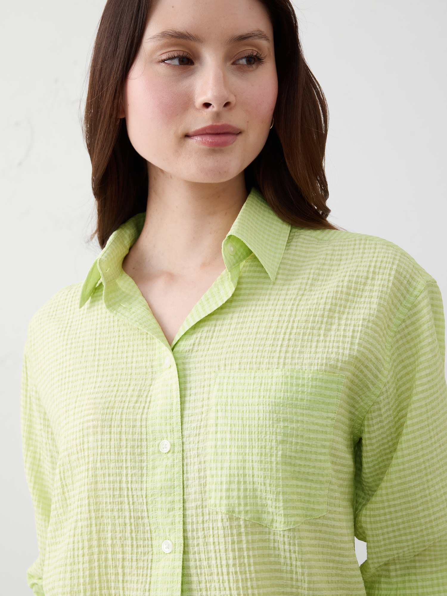 Puckered Cropped Shirt