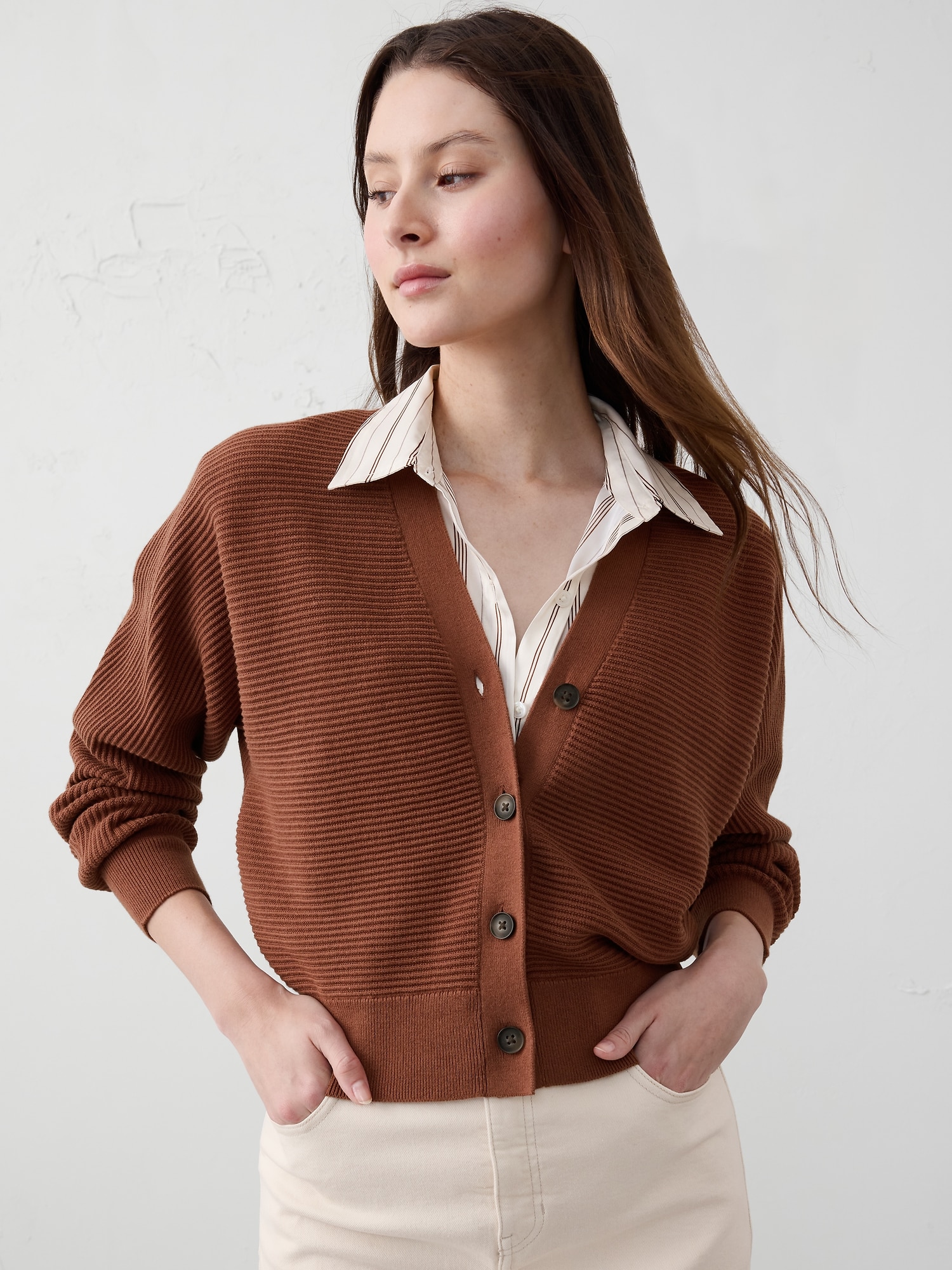 Image number 1 showing, Horizontal Ribbed Cardigan