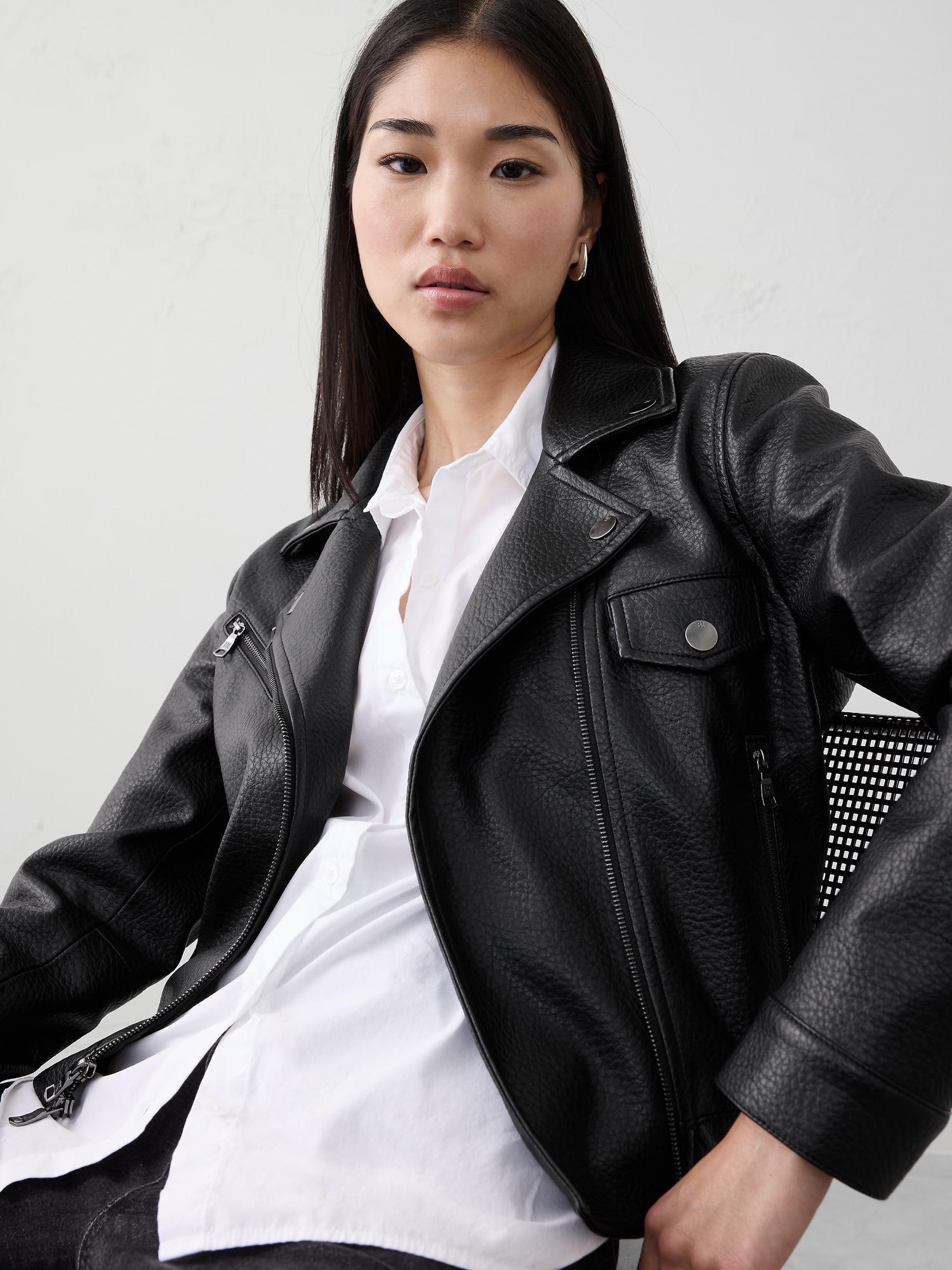 Image number 6 showing, VEGAN LEATHER CROPPED MOTO JACKET