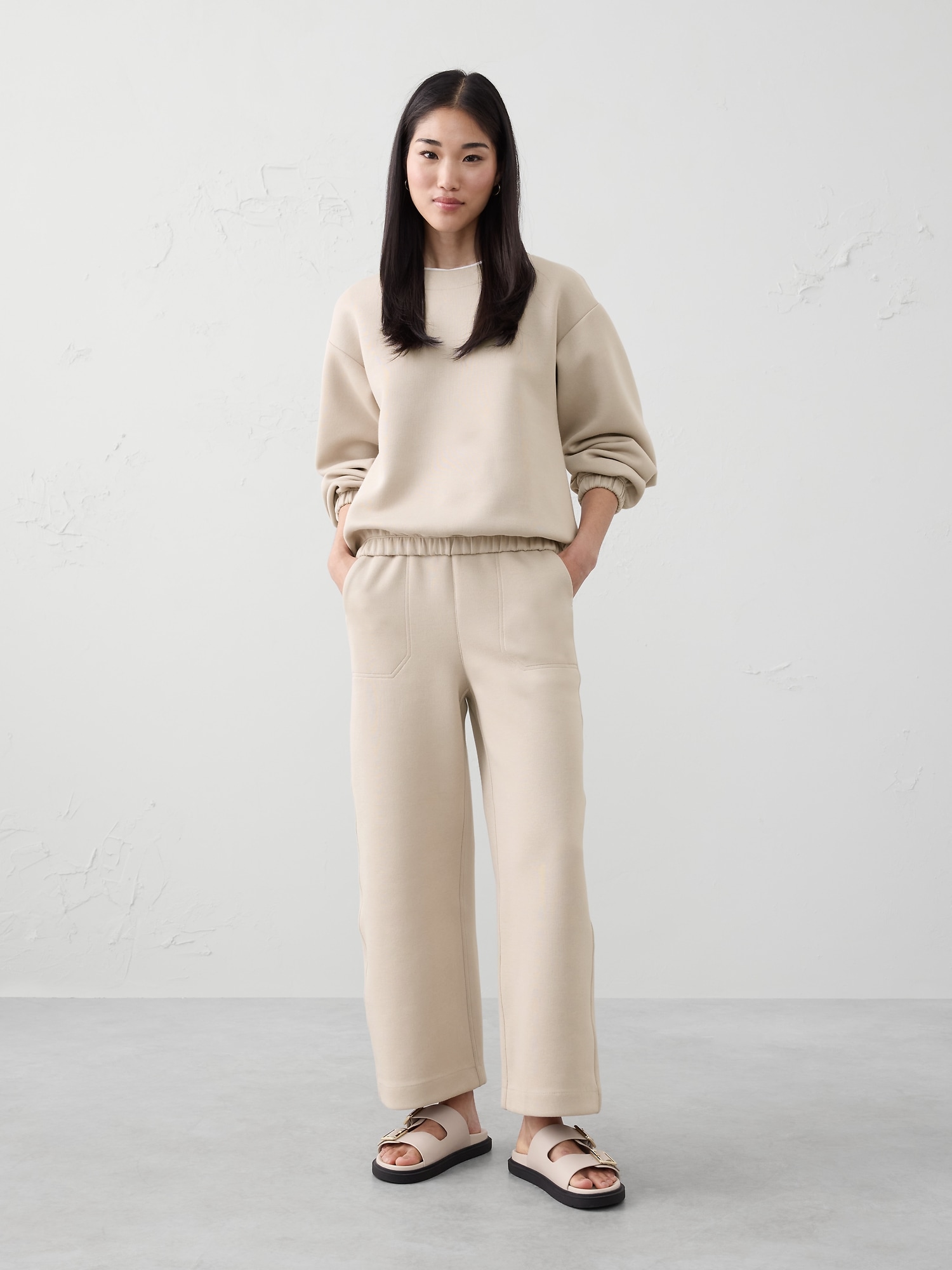 Wide-Leg High-Rise Scuba Pant