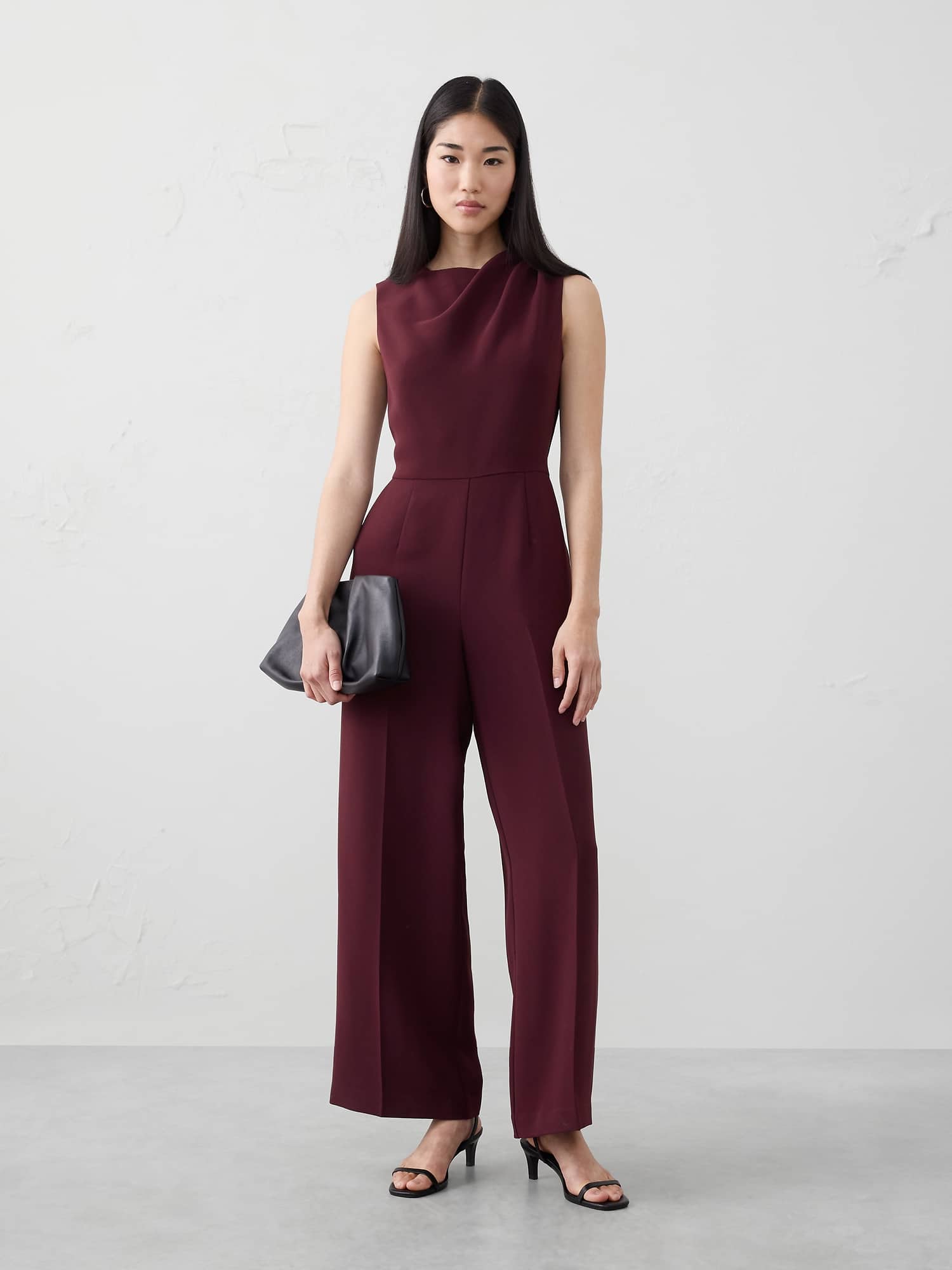 Cowl-Neck Jumpsuit - Purple