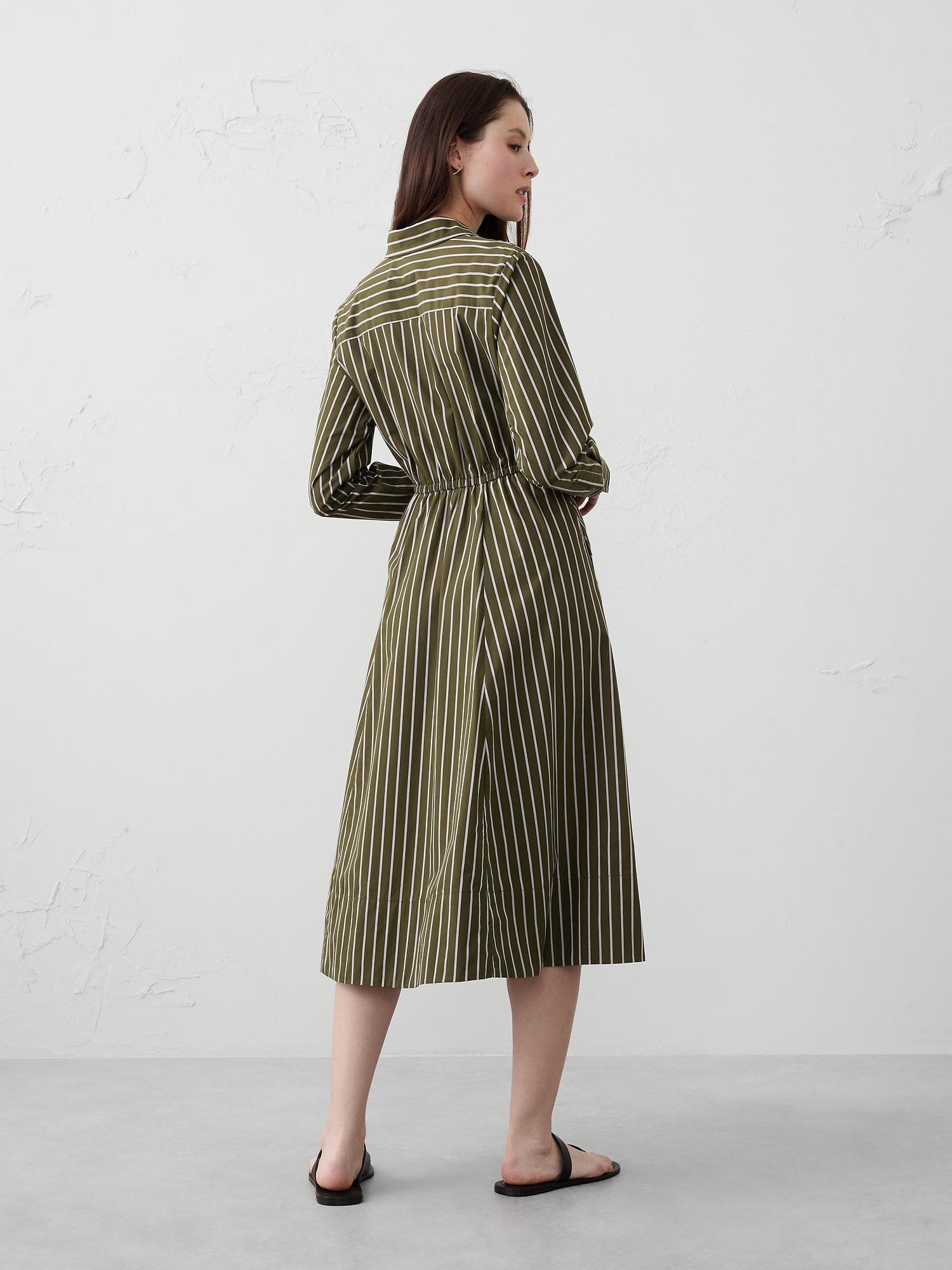 Image number 2 showing, Cuffed Tie-Front Midi Shirtdress