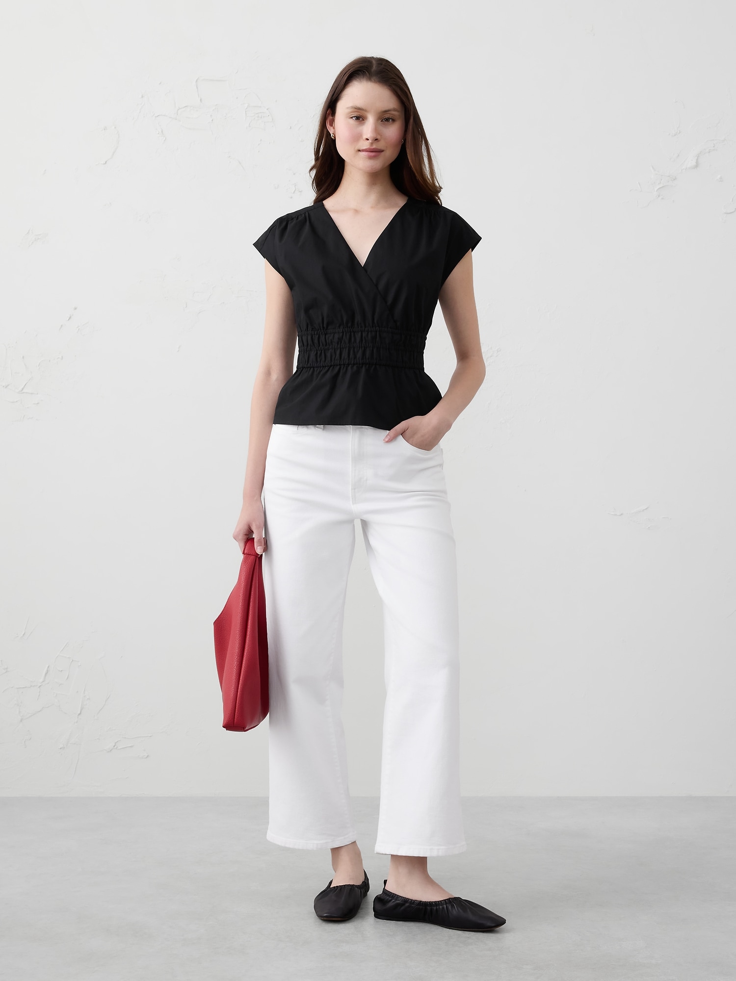 Elastic Surplice Top - Black