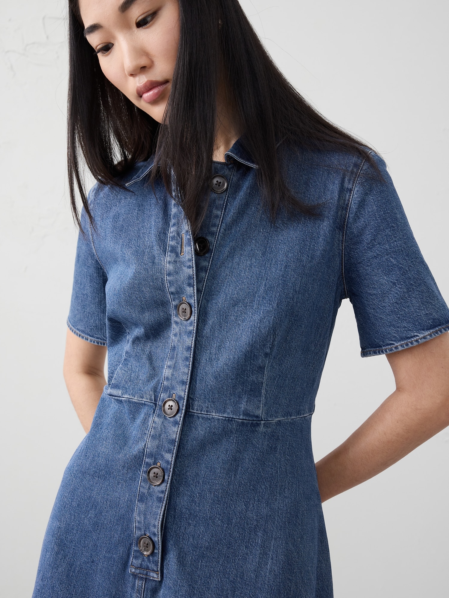 Image number 3 showing, Collared Denim Midi Dress