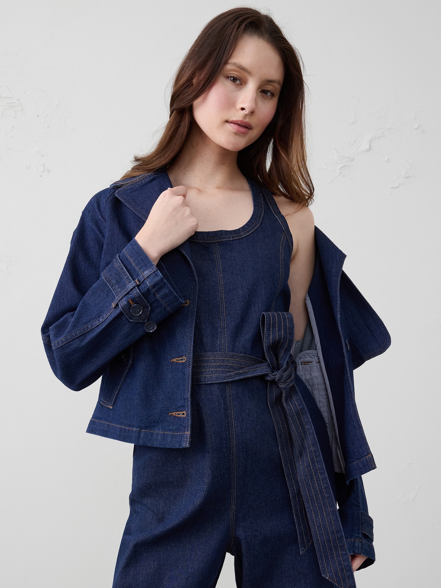Image number 3 showing, Denim Belted Jumpsuit