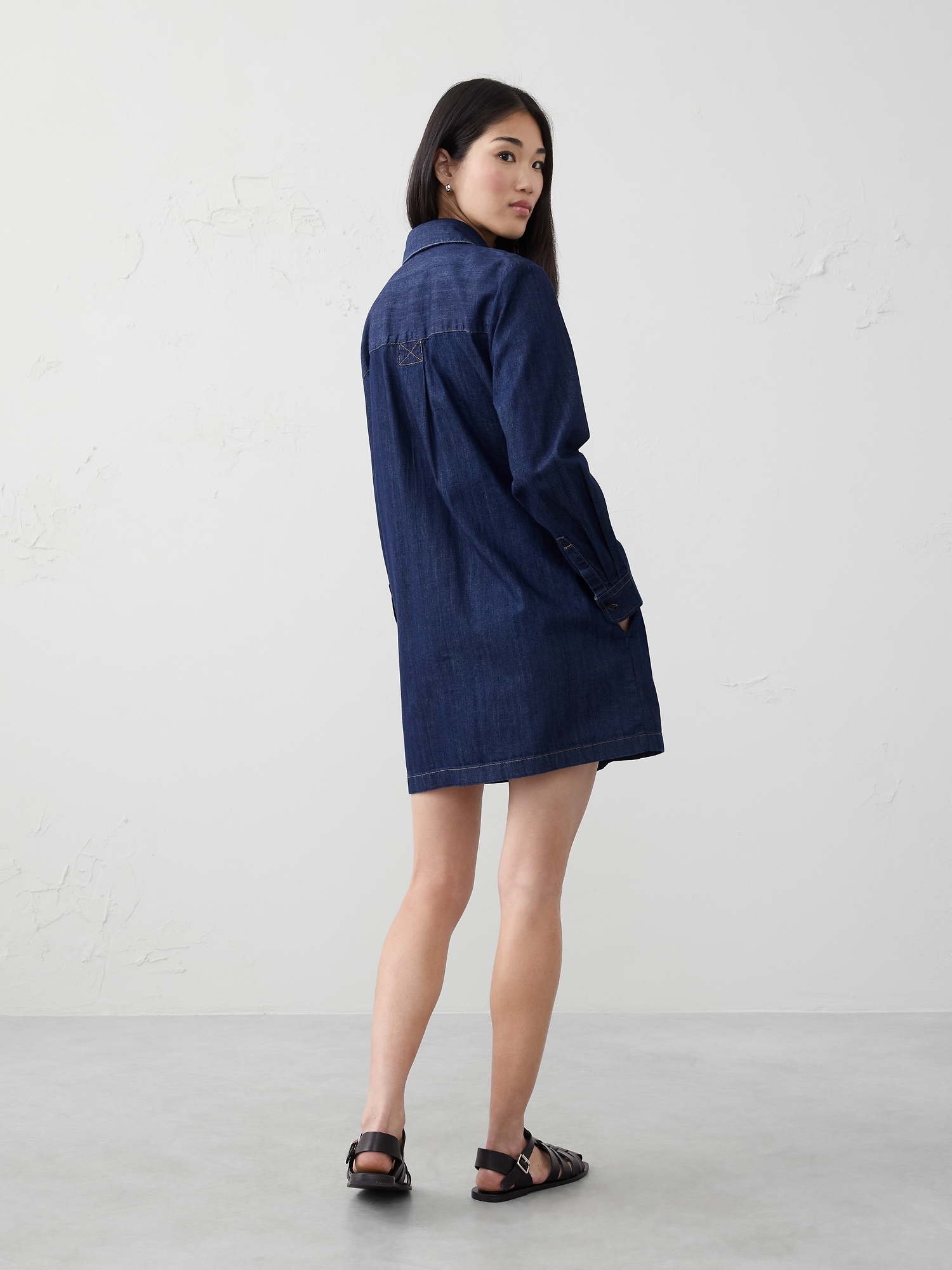 Image number 2 showing, Denim Pocketed Mini Shirtdress