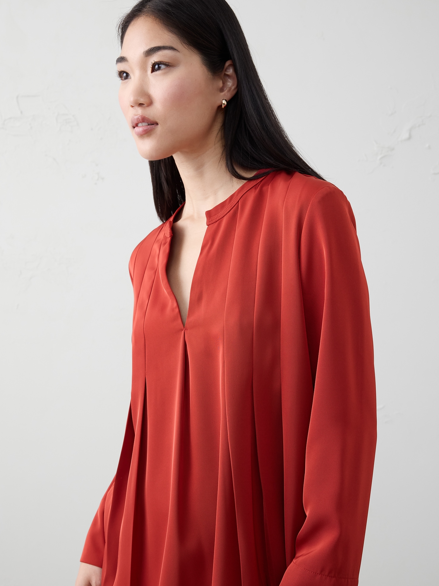 Image number 3 showing, SPLIT-NECK SWING MINI DRESS