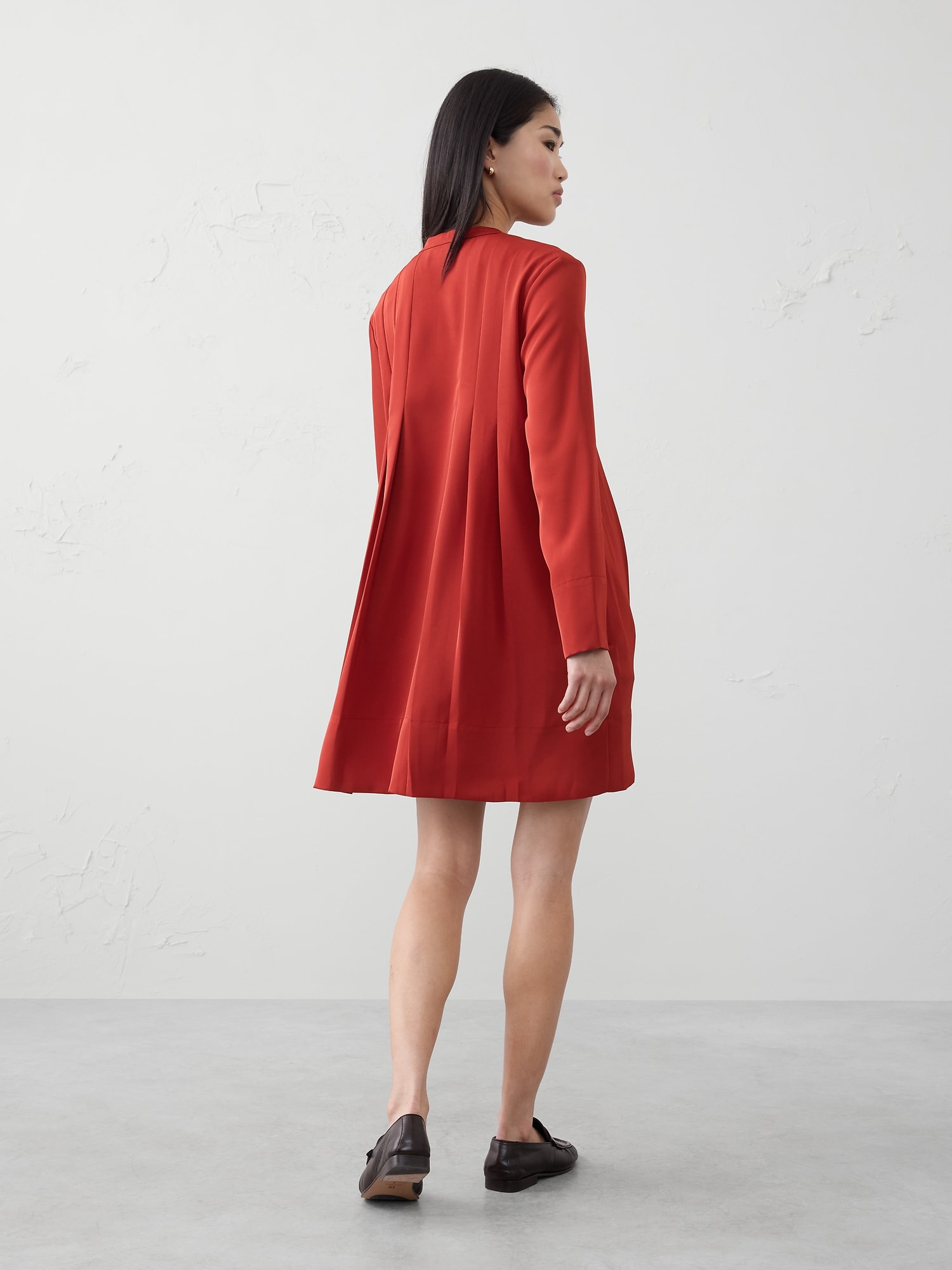 Image number 2 showing, SPLIT-NECK SWING MINI DRESS