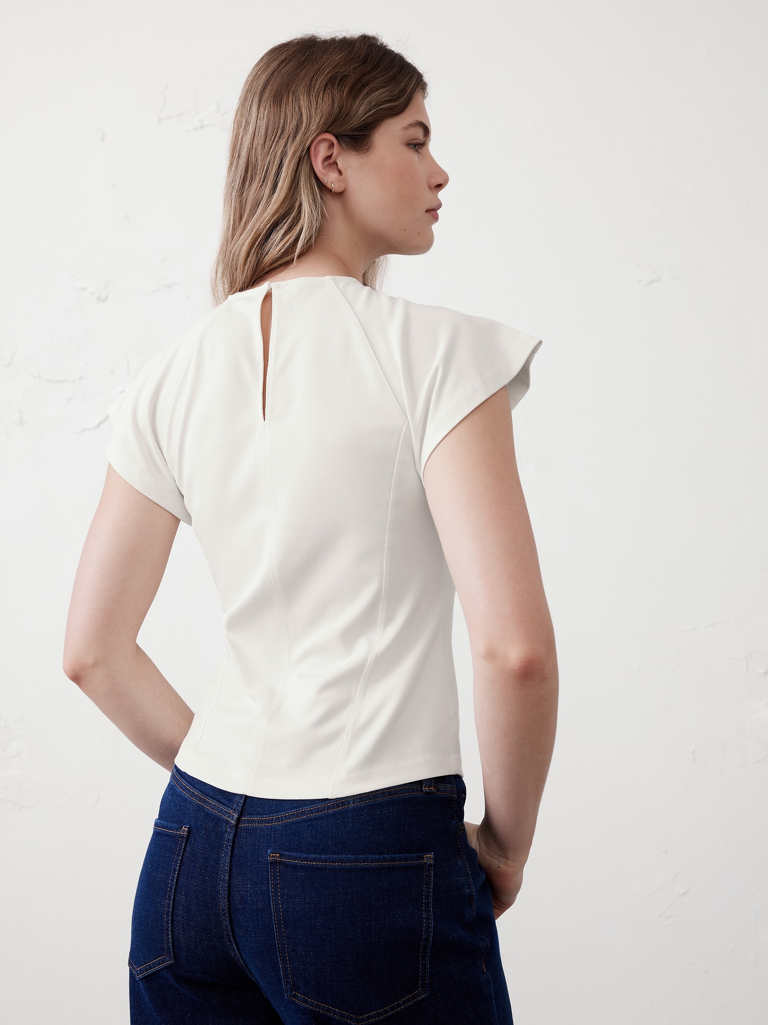 Lightweight Flutter-Sleeve Ponte Top