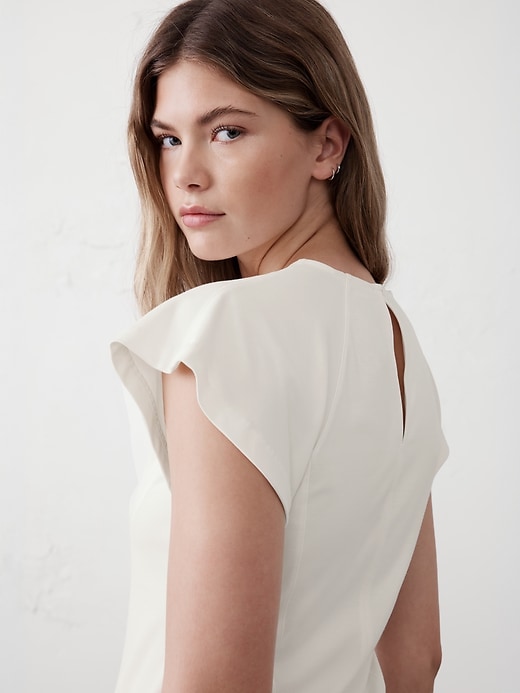 Lightweight Flutter-Sleeve Ponte Top