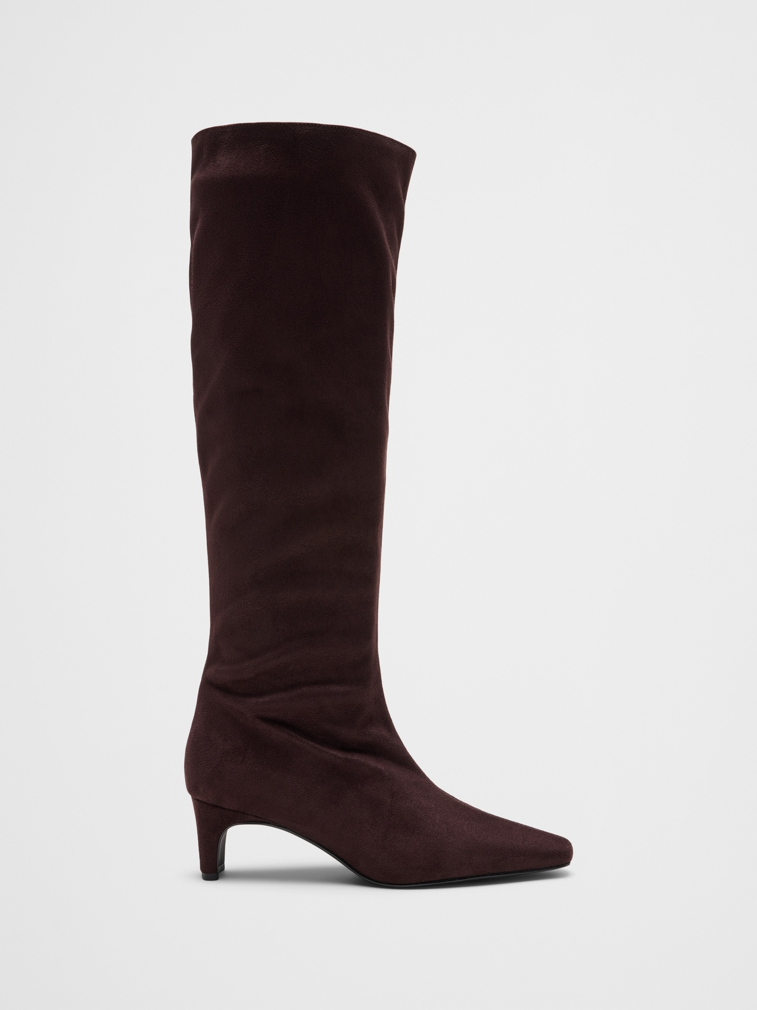 Vegan Leather Tall Slouch Boot - Chocolate Brown