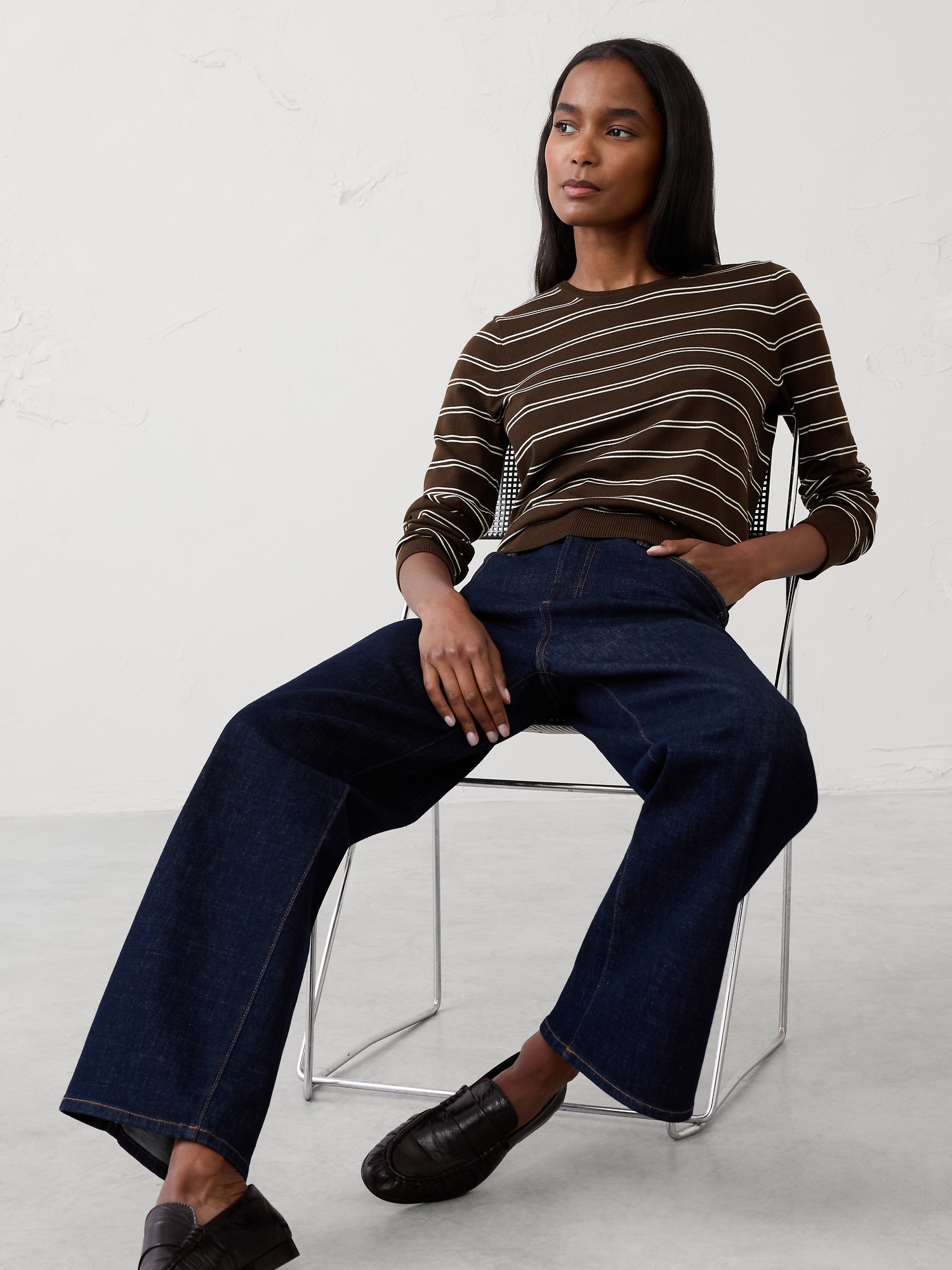 FOREVER STRIPED SWEATER - Brown Stripe