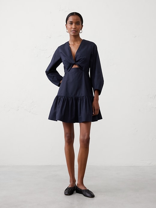 Poplin Twist Mini Dress
