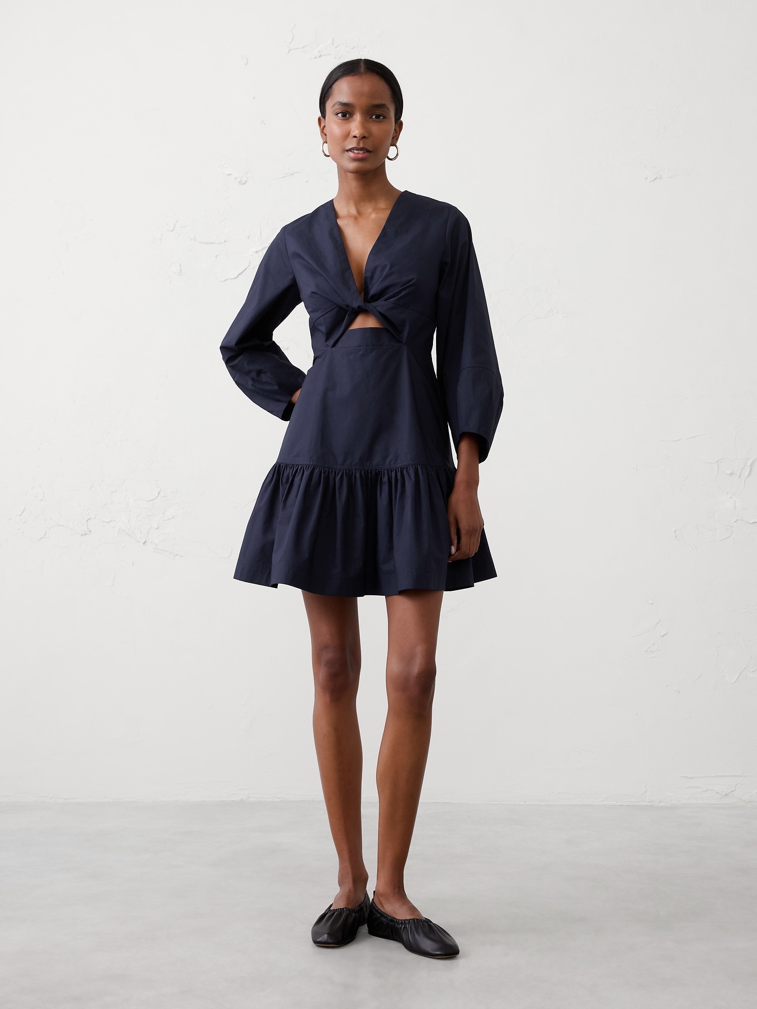 Image number 3 showing, POPLIN TWIST MINI DRESS