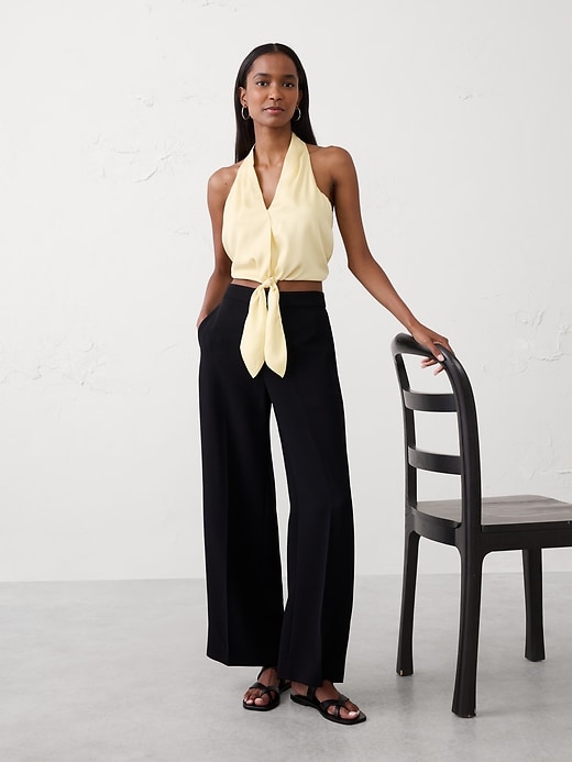 Silky Tie-Front Top | Banana Republic Factory