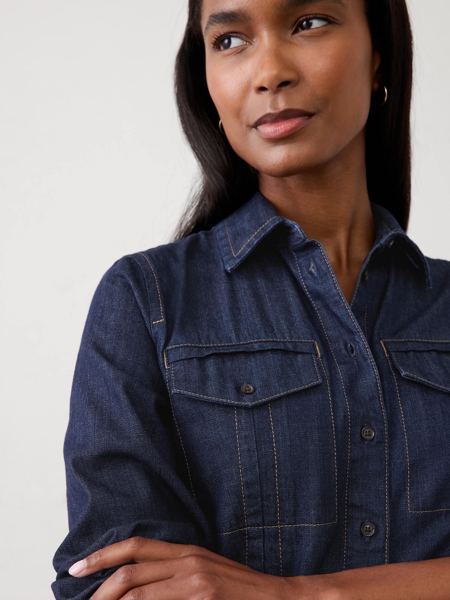 Image number 3 showing, Denim Double Pocket Shirt